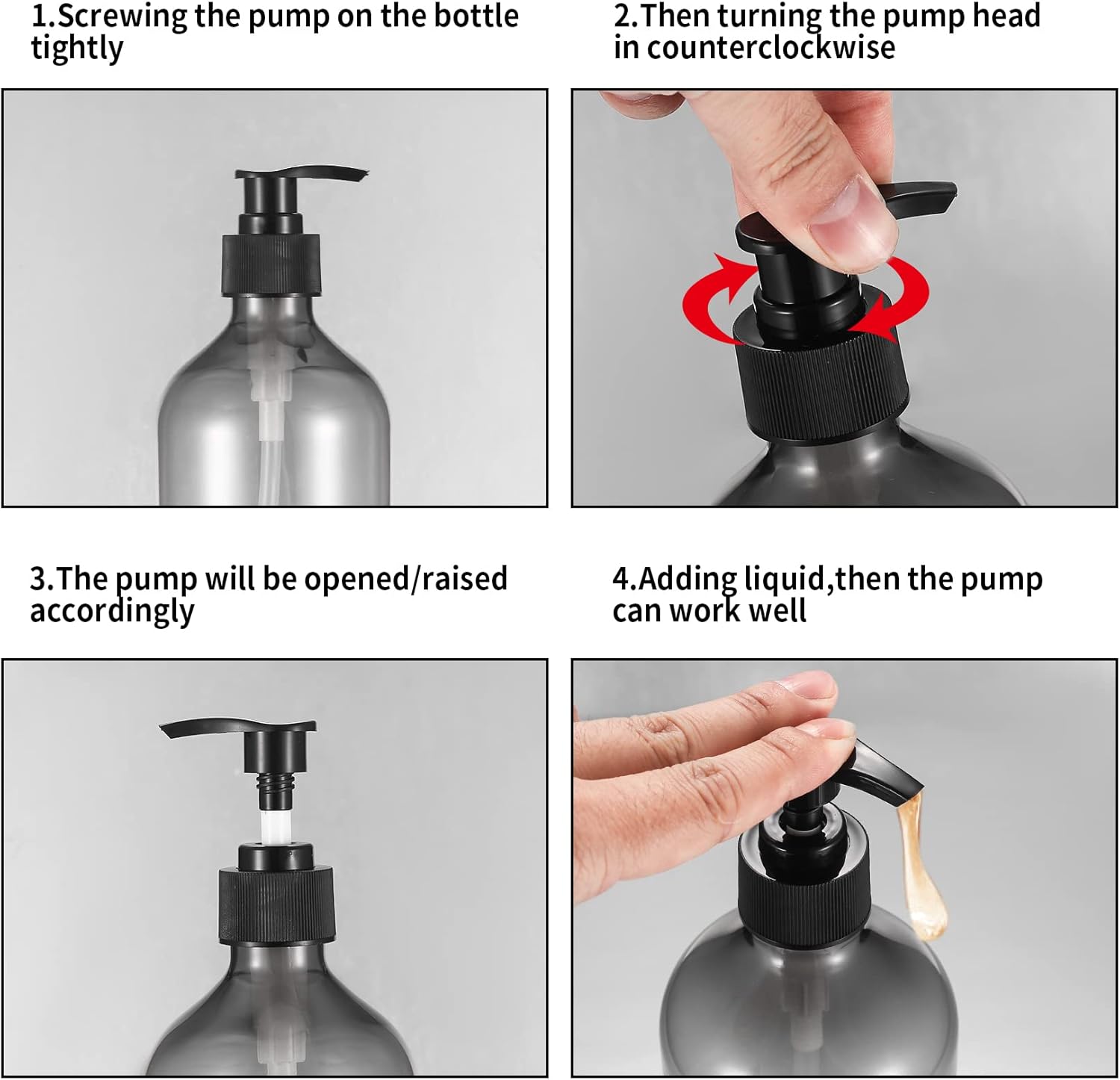 2 Bottiglie Vuote Pompa a Pressione 500ml - Grigio - immagine 3