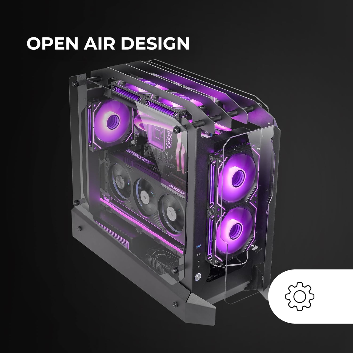MARSGAMING MC-EDGE - Case Gaming ATX Open Air, Nero - immagine 2