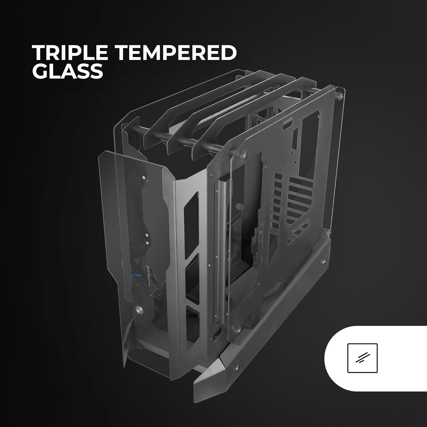 MARSGAMING MC-EDGE - Case Gaming ATX Open Air, Nero - immagine 3