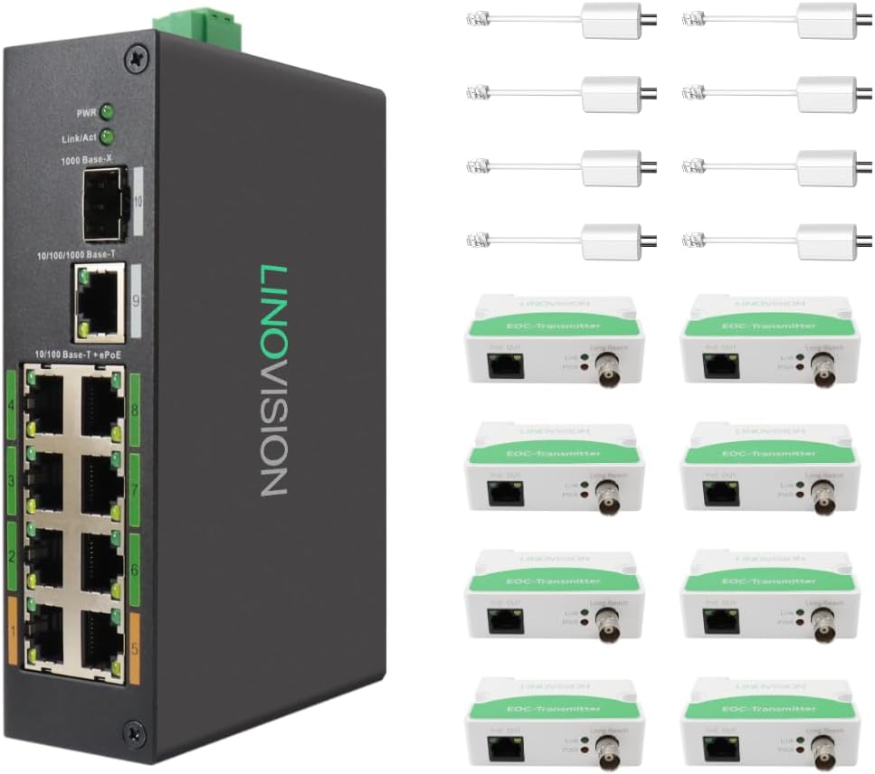 Linovision Switch Industriale 8 Porte EOC e POE - immagine 1
