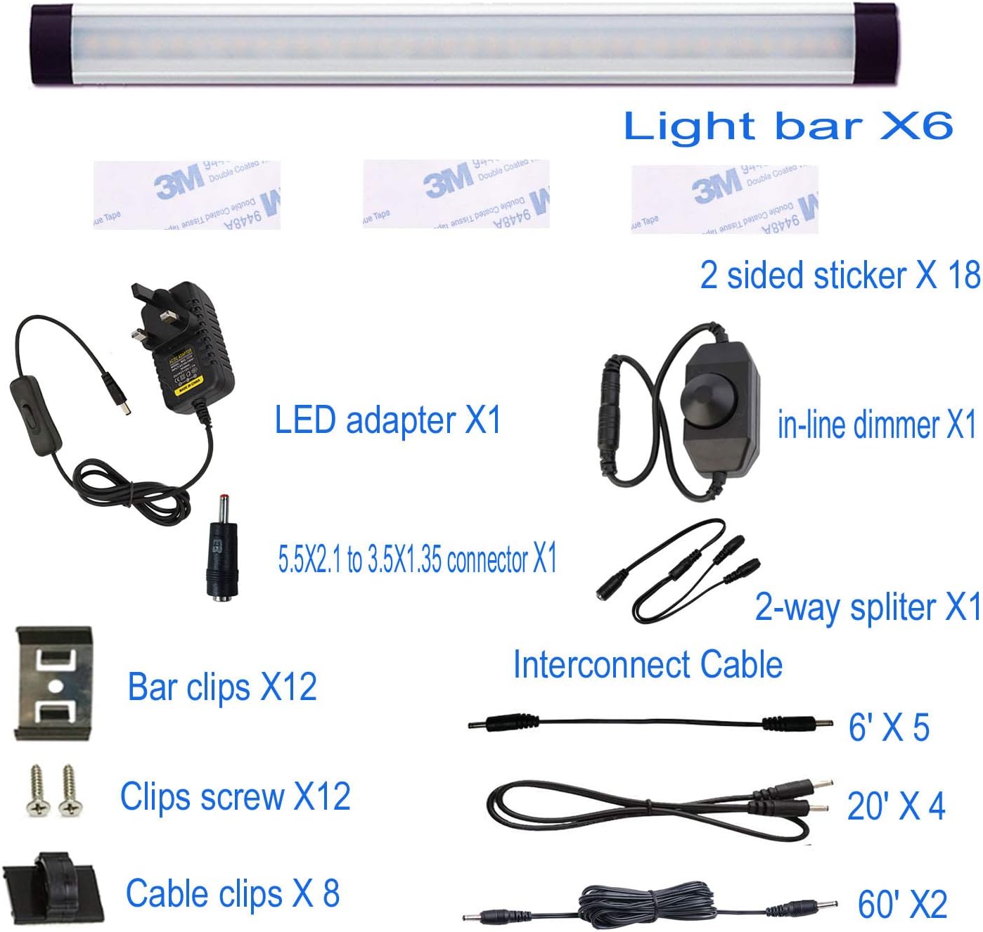 AlBOO - Luci da Cucina LED Cablate 6000K, 6 Pezzi - immagine 3