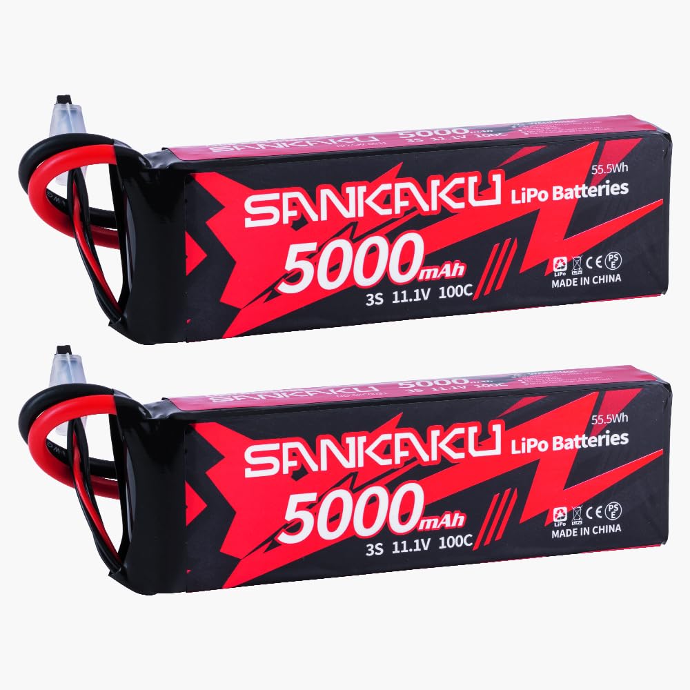 Sankaku 2x Batteria Lipo 5000mAh 3S 11,1V EC5