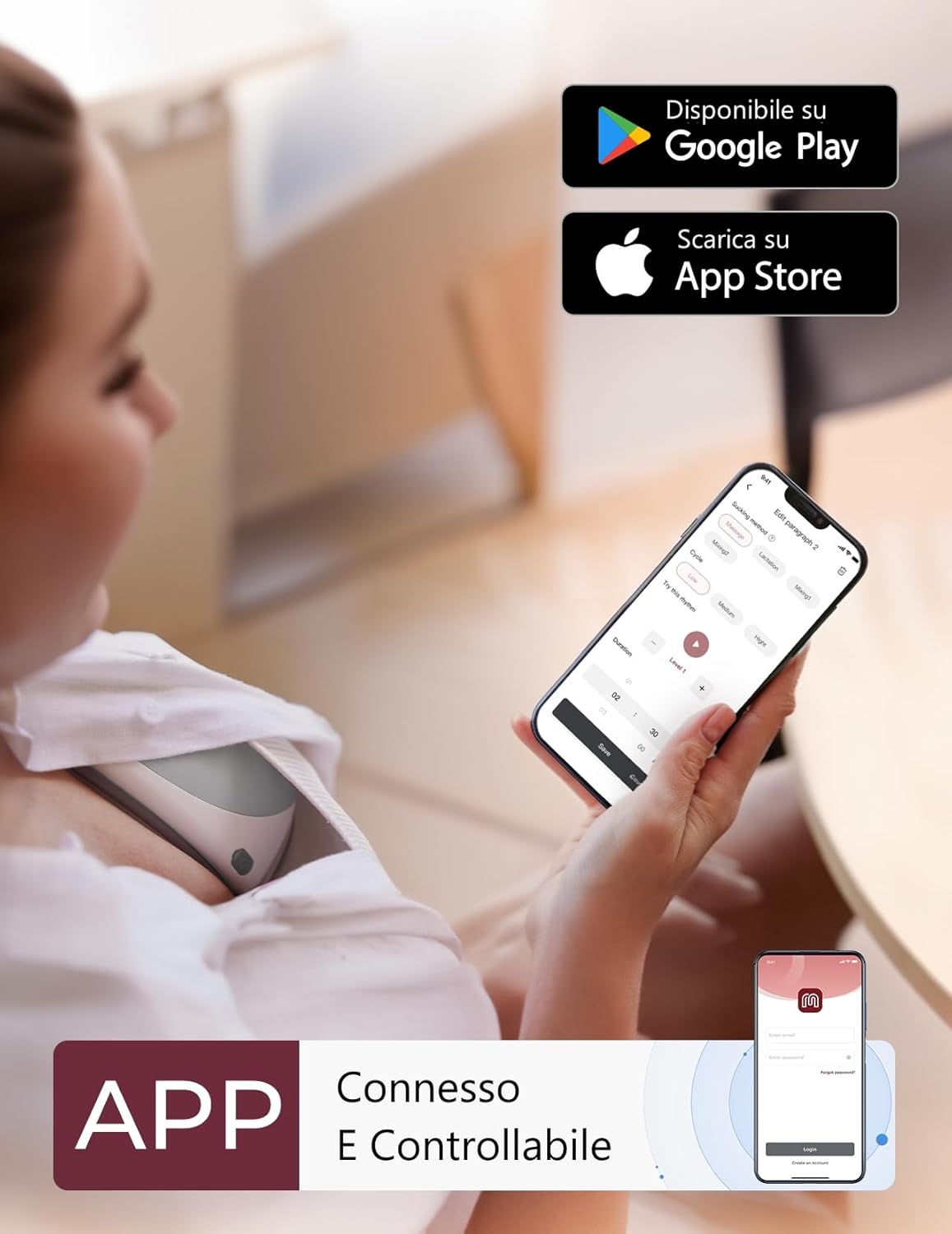 Momcozy Tiralatte Mobile Flow M9 a Mani Libere, Rosso - immagine 4