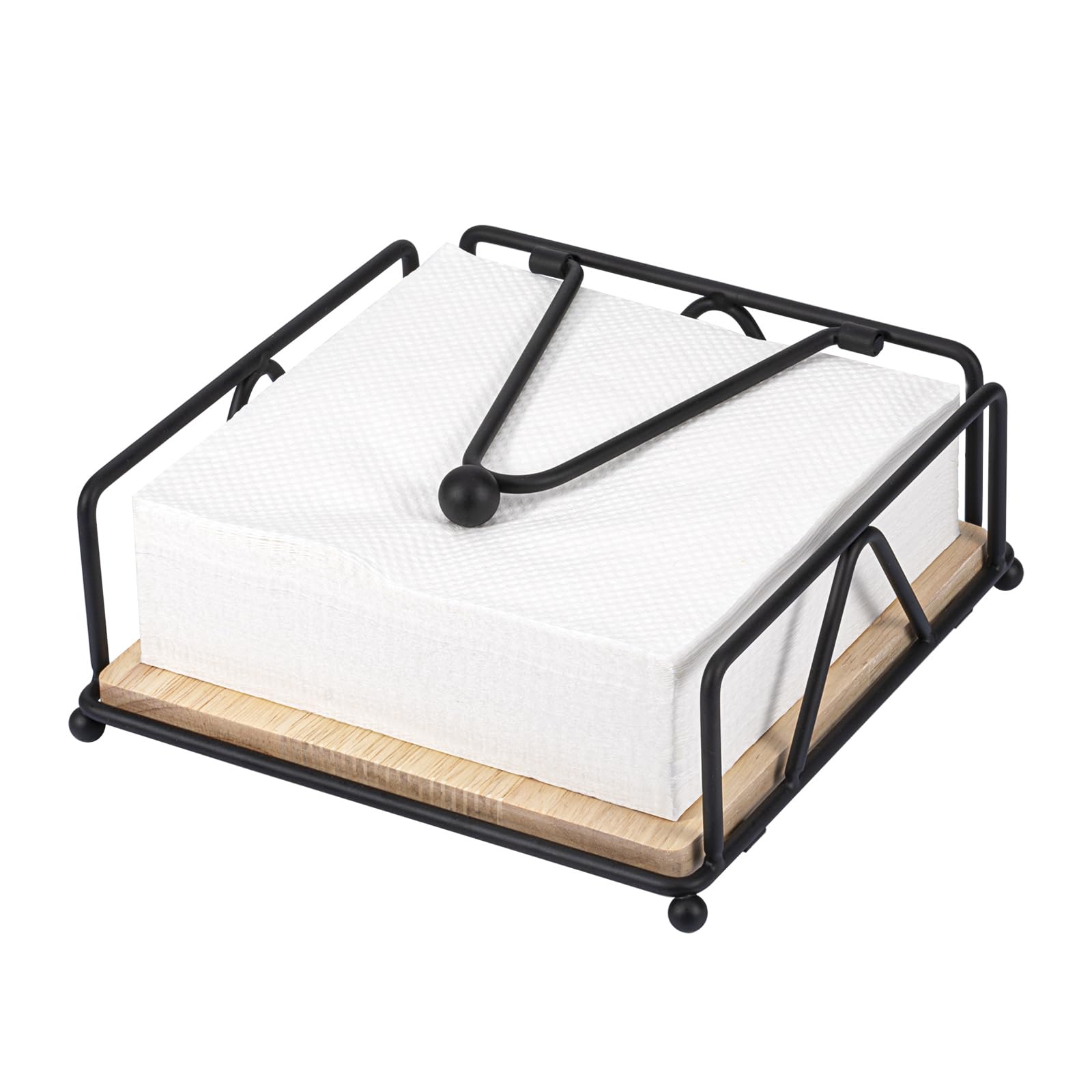 Portatovaglioli Nero con Base in Legno