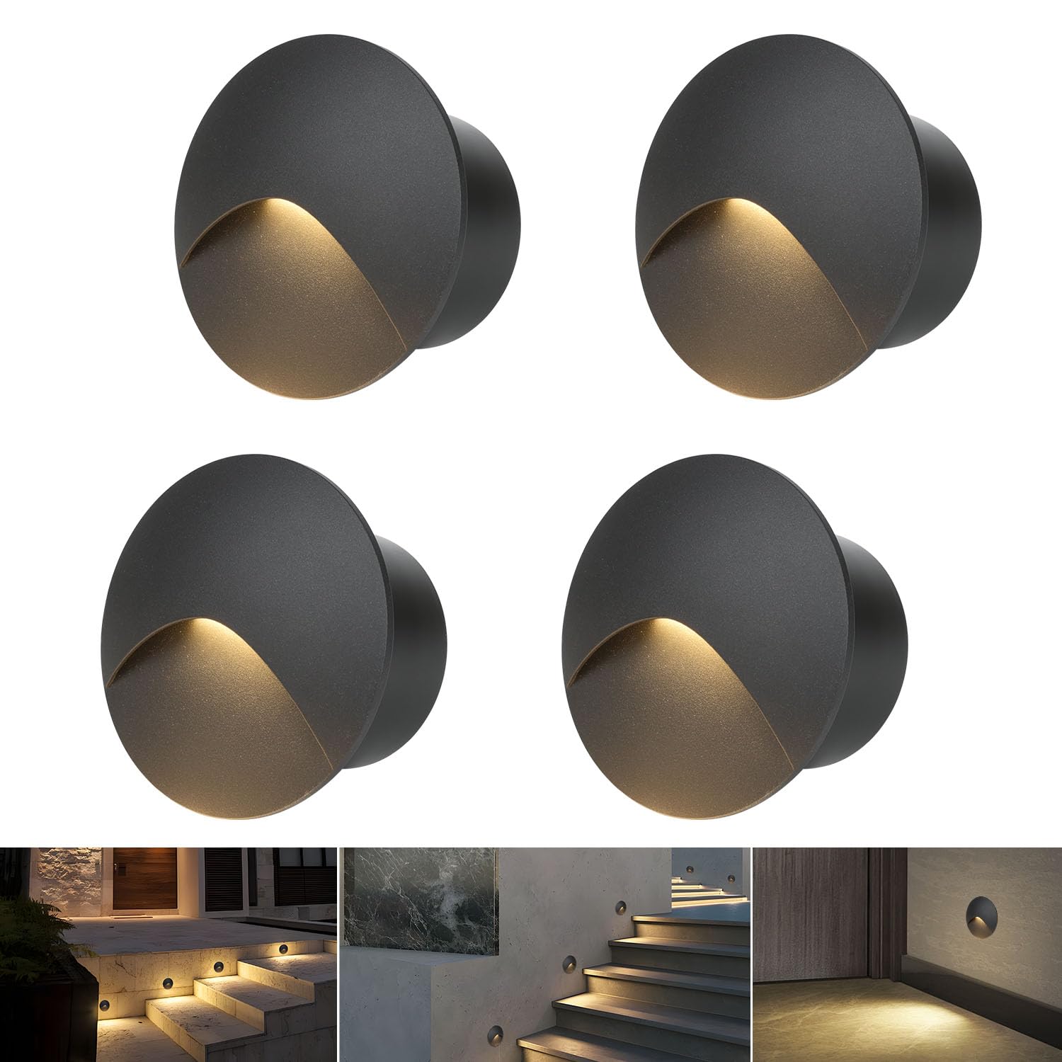 Arotelicht Applique da Parete 4 LED 3W IP44 Nera