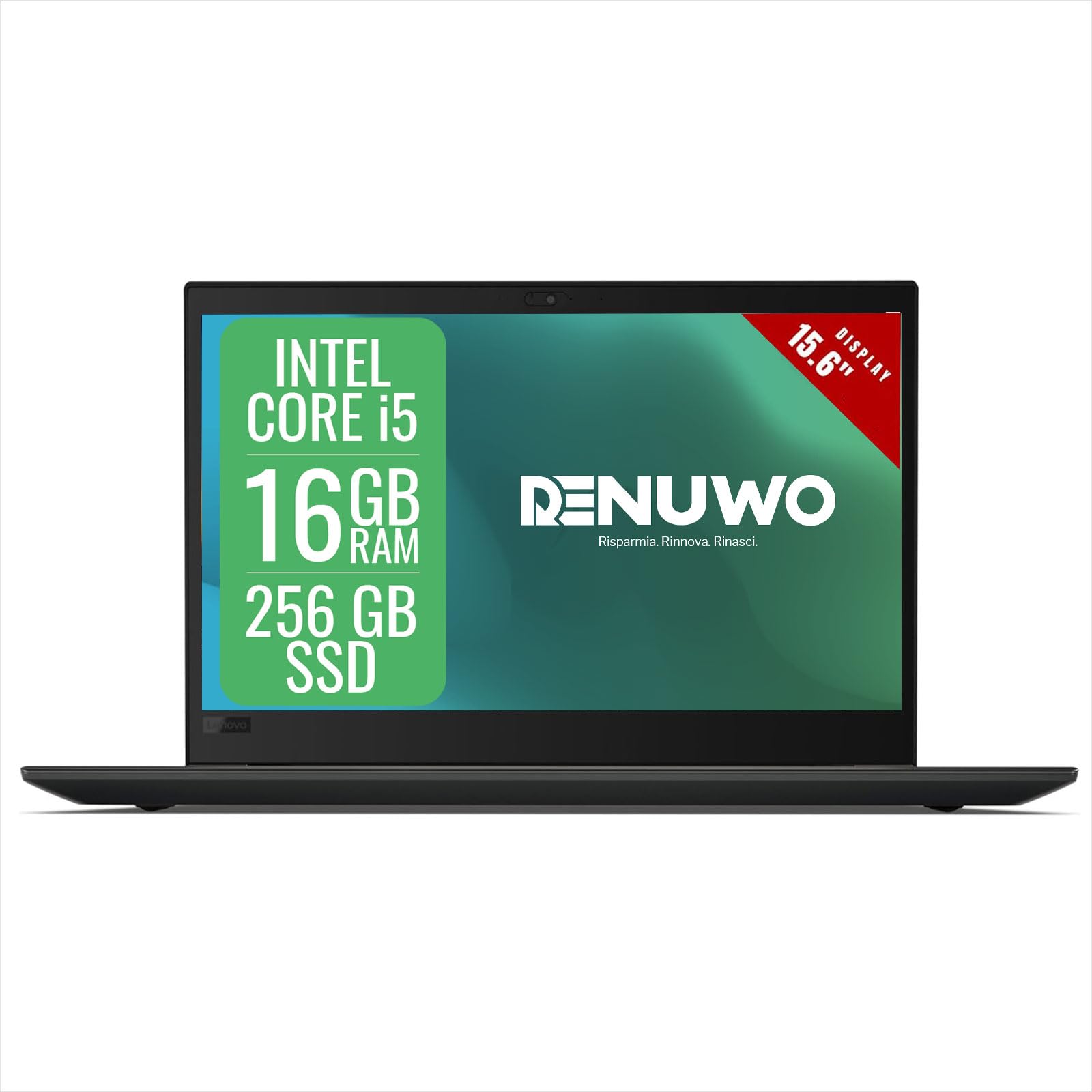 Lenovo Thinkpad Laptop Computer Business, Pc Portatile Notebook Intel i5 8th, Ram 16Gb, SSD 256Gb, Display da 15.6", WiFi, Windows 11 Pro + Libre Office (Ricondizionato)