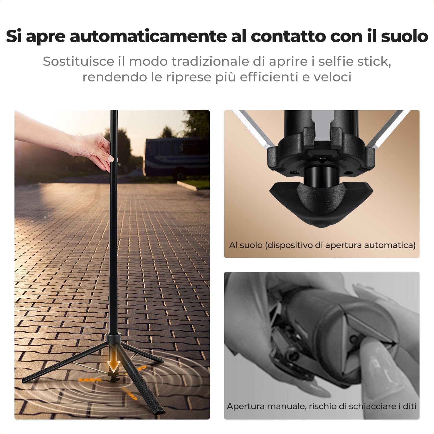 K&f Concept Bastone Selfie 180CM con Treppiede AI 360° - immagine 3