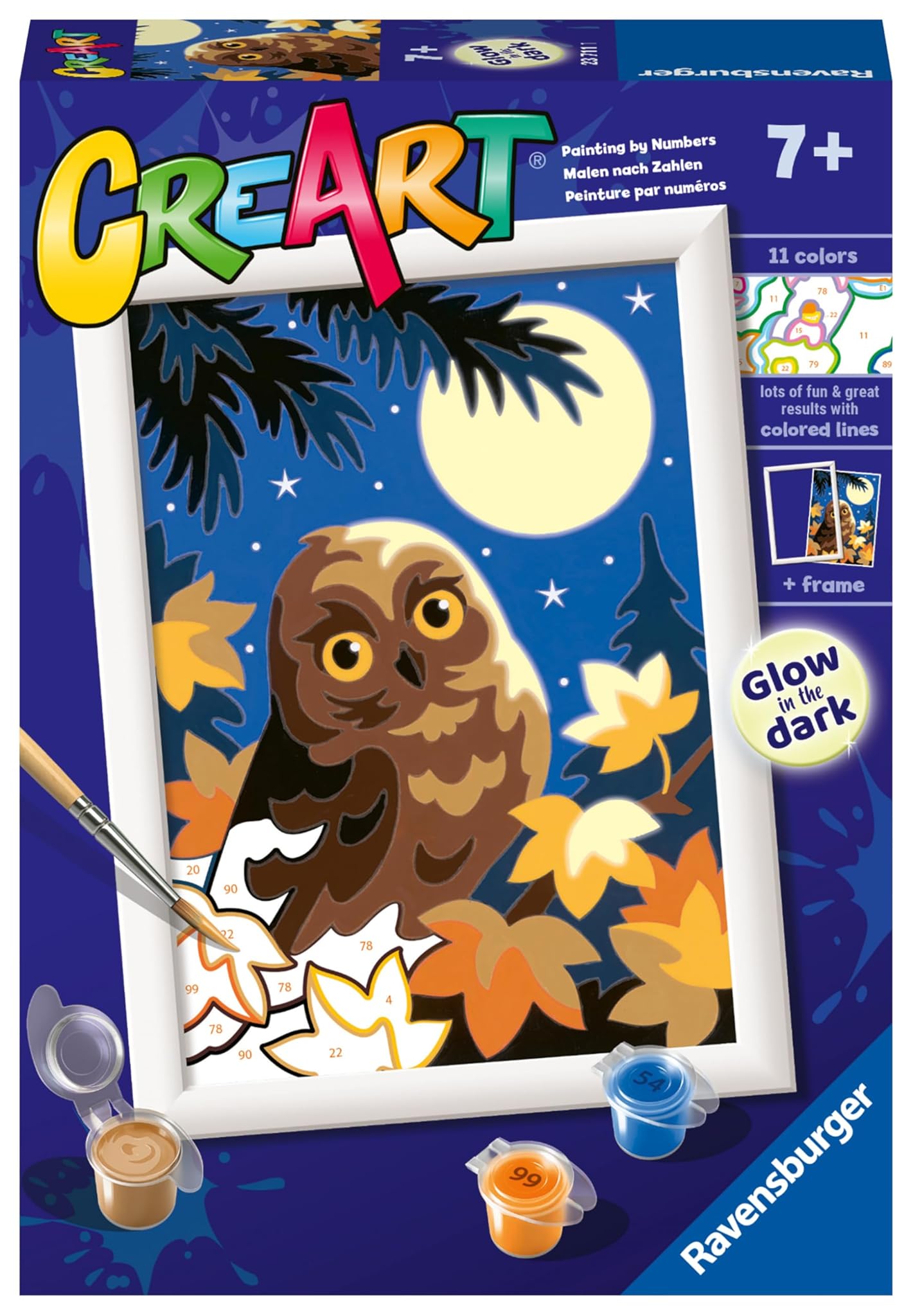 Ravensburger - Creart Serie E: Civetta Al Chiaro Di Luna | Dipingere Con I Numeri Bambini 13x18cm | Giochi Creativi Bambina 7 Anni | Giochi Bambini 7 Anni O Più
