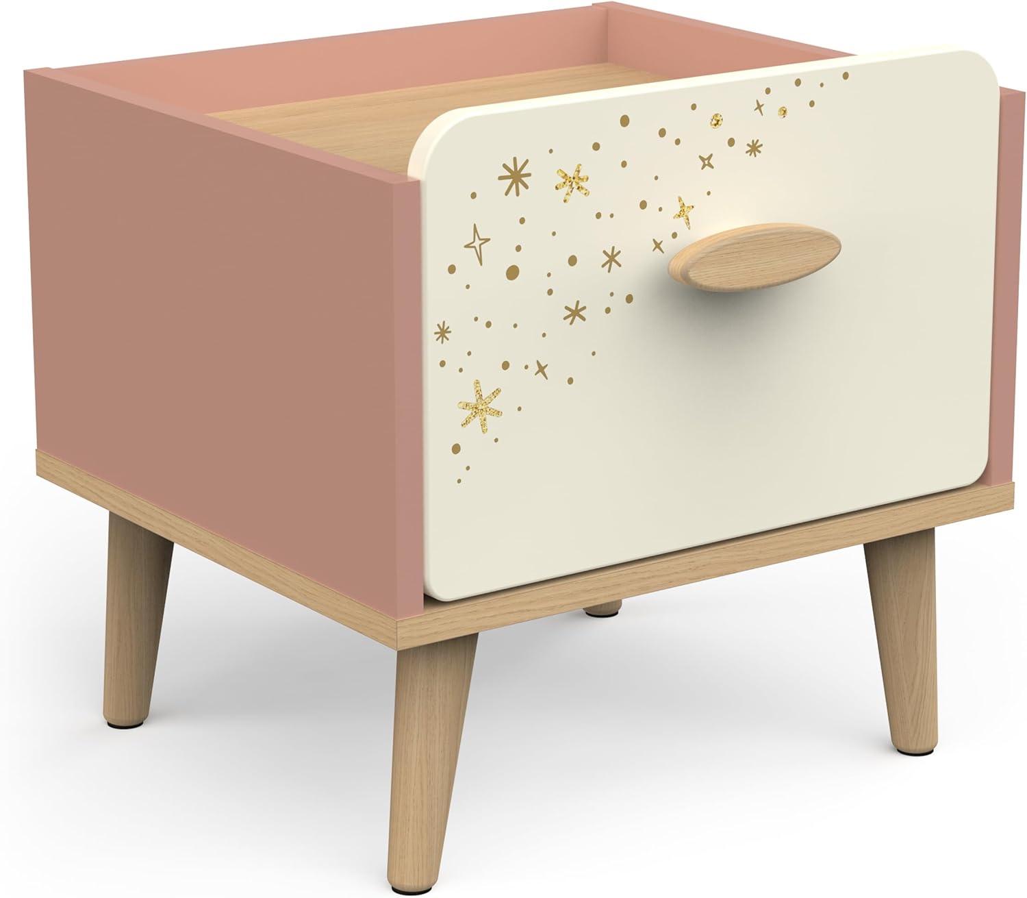 Comodino per Bambini con 1 Cassetto, Rosa e Bianco - immagine 1