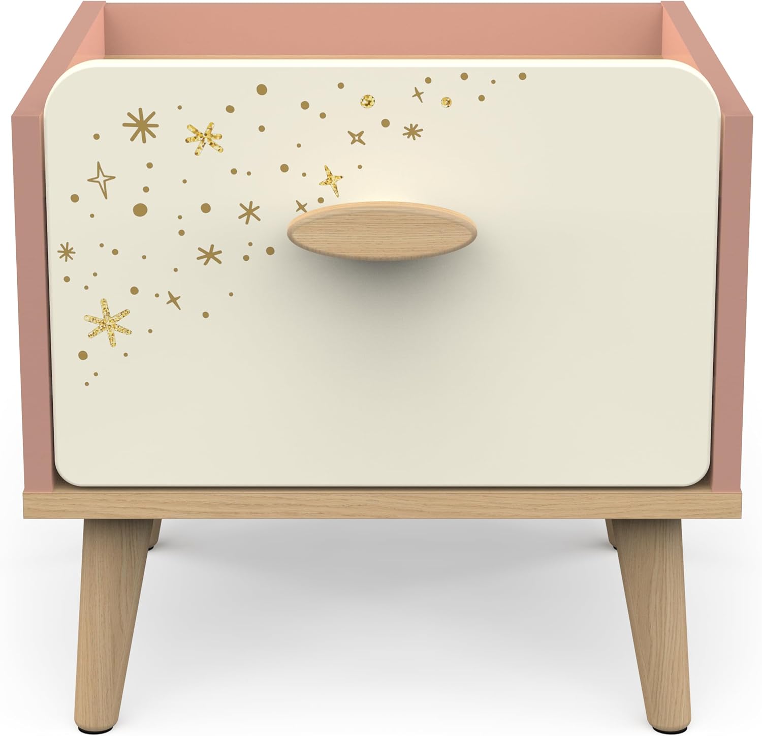 Comodino per Bambini con 1 Cassetto, Rosa e Bianco - immagine 4