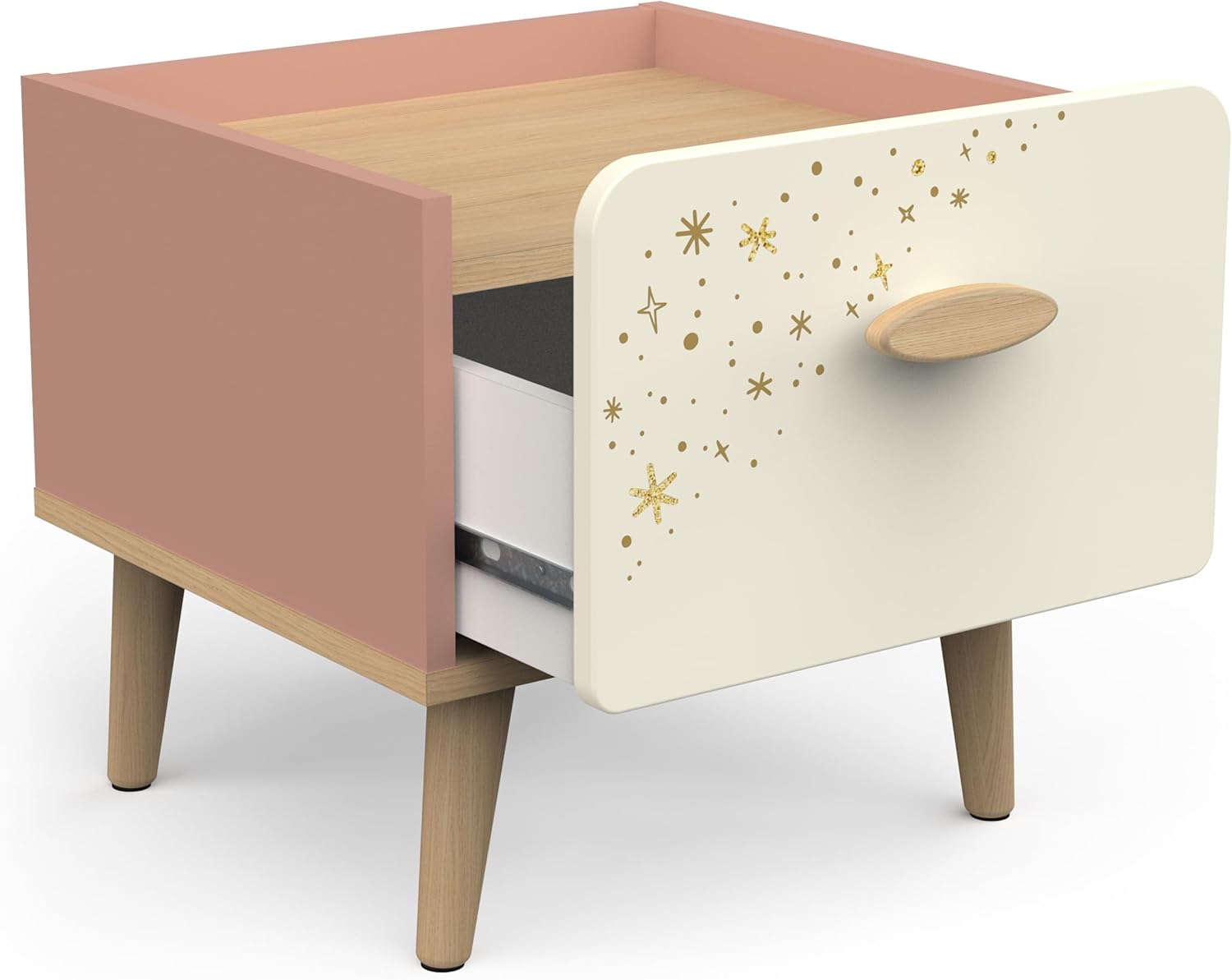 Comodino per Bambini con 1 Cassetto, Rosa e Bianco - immagine 5