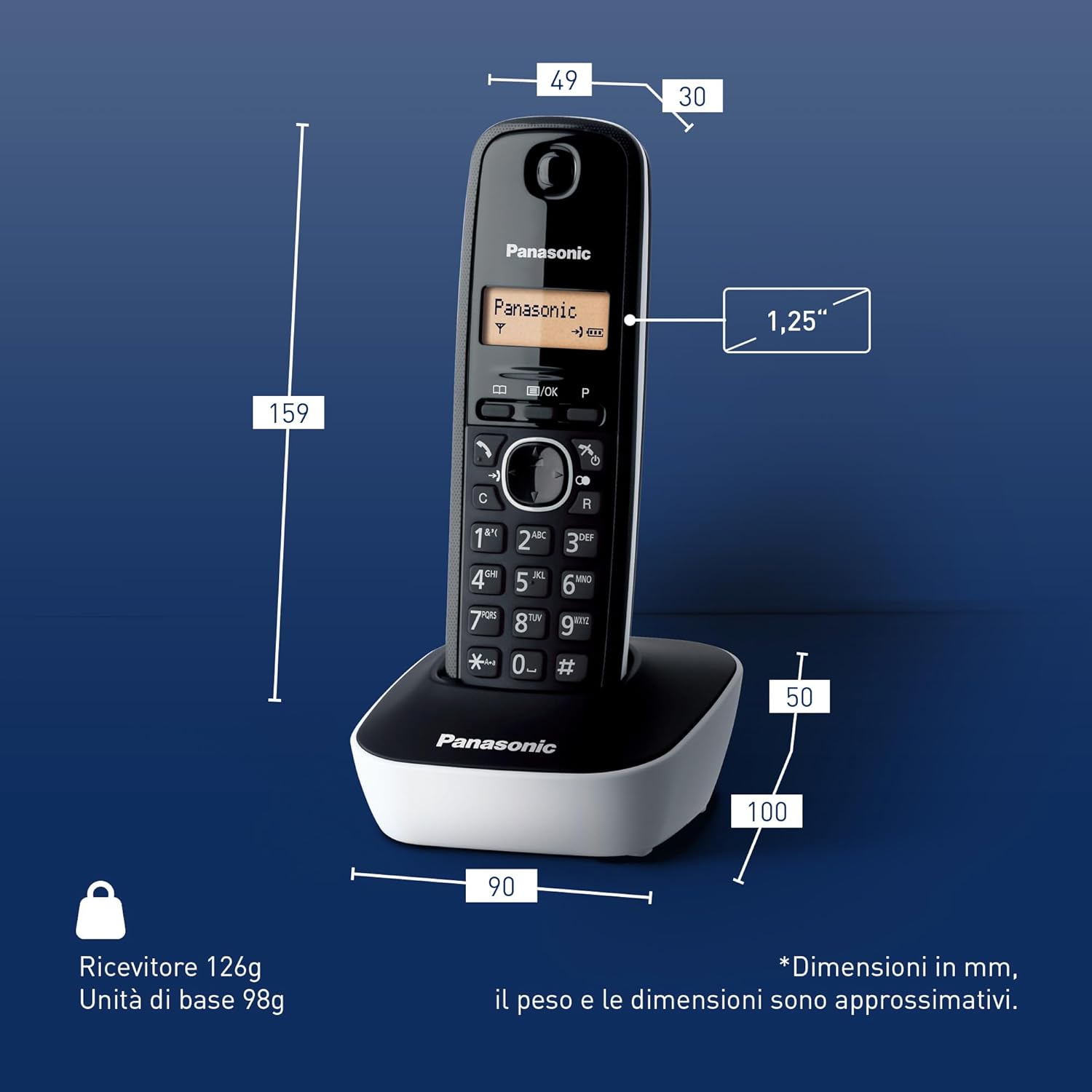 Panasonic KX-TG1611JTW Telefono Cordless Digitale, Bianco - immagine 5