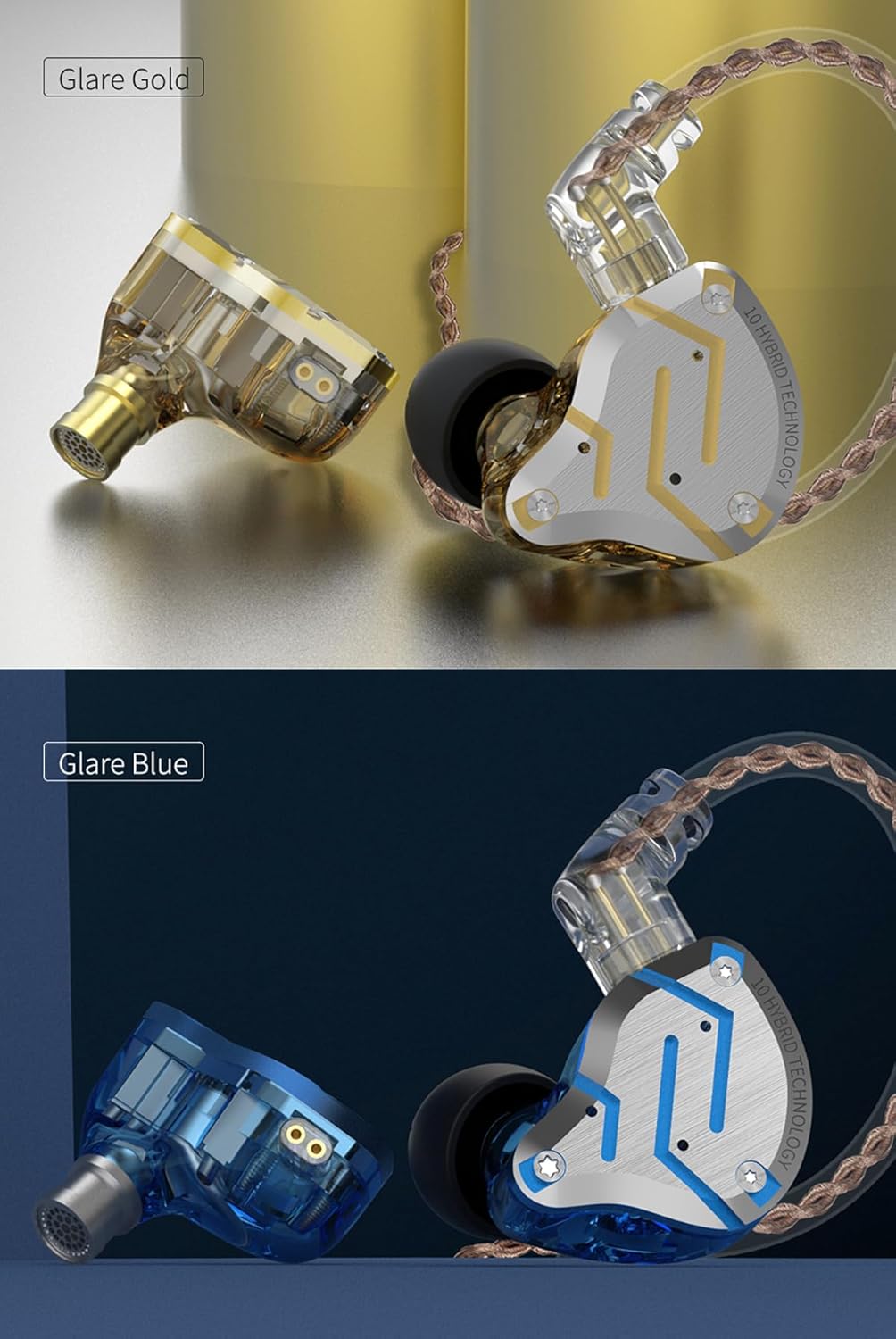 Yinyoo KZ ZS10 Pro IEM - Cuffie Five Driver, Oro Brillante - immagine 7