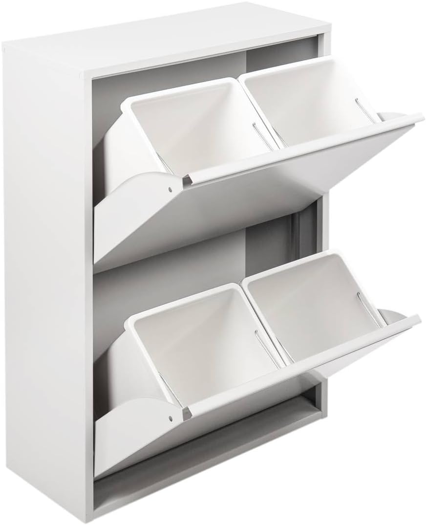 Dmora Aller - Pattumiera Differenziata Salvaspazio, Bianco - immagine 4