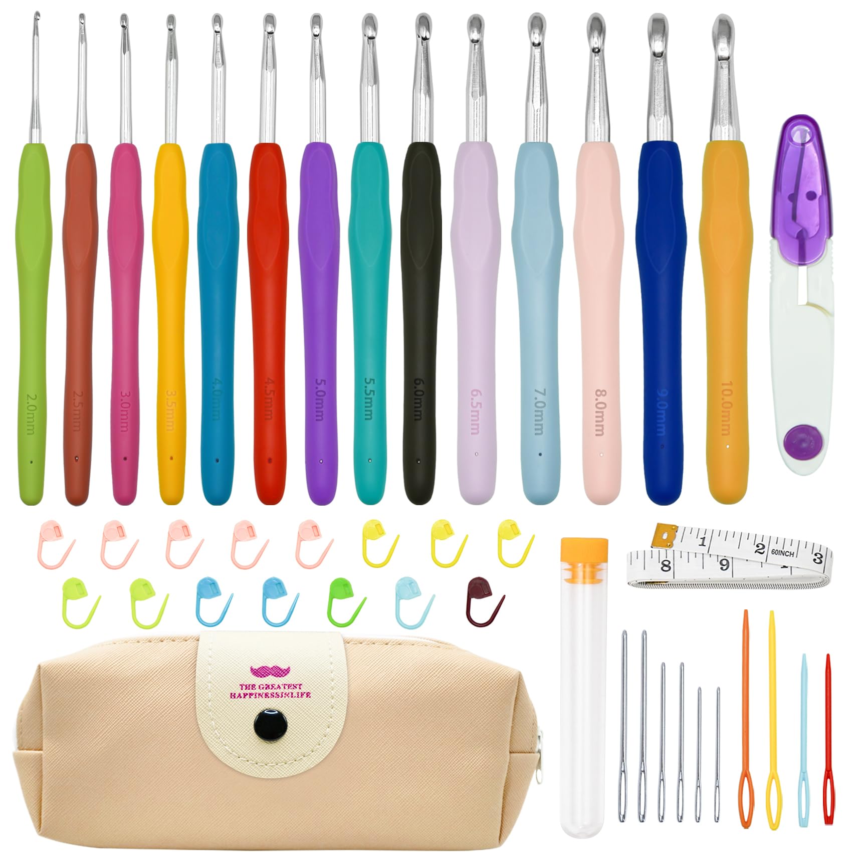 Gigmeta Set 14 Ganci Uncinetto con Manici Ergonomici