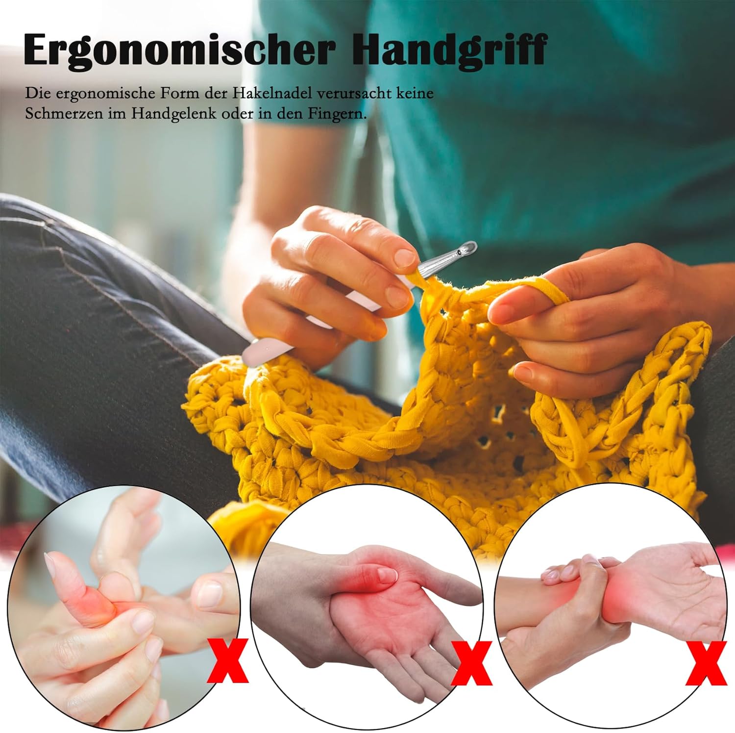 Gigmeta Set 14 Ganci Uncinetto con Manici Ergonomici - immagine 5