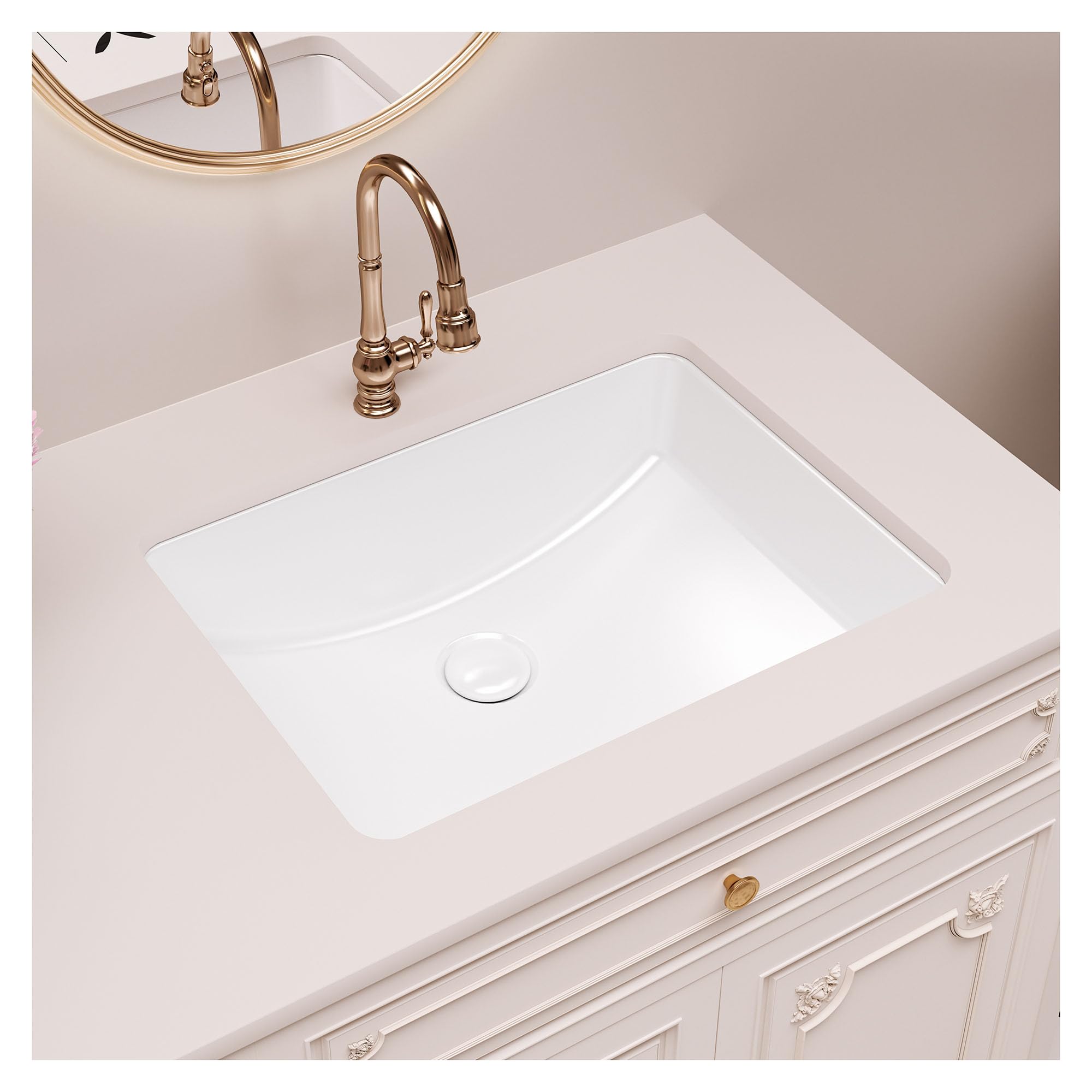 Lavabo Rettangolare Sottotop in Ceramica 45,7cm