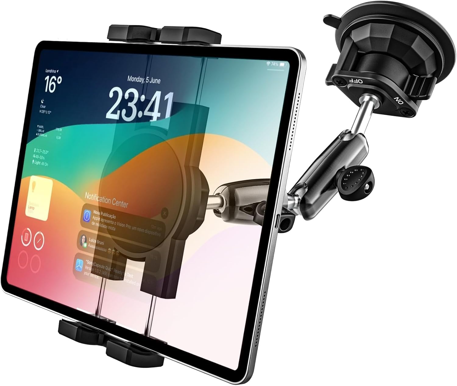 GDZN Supporto per tablet di aspirazione per auto [Forte aspirazione] supporto per parabrezza, rotazione a 360 gradi