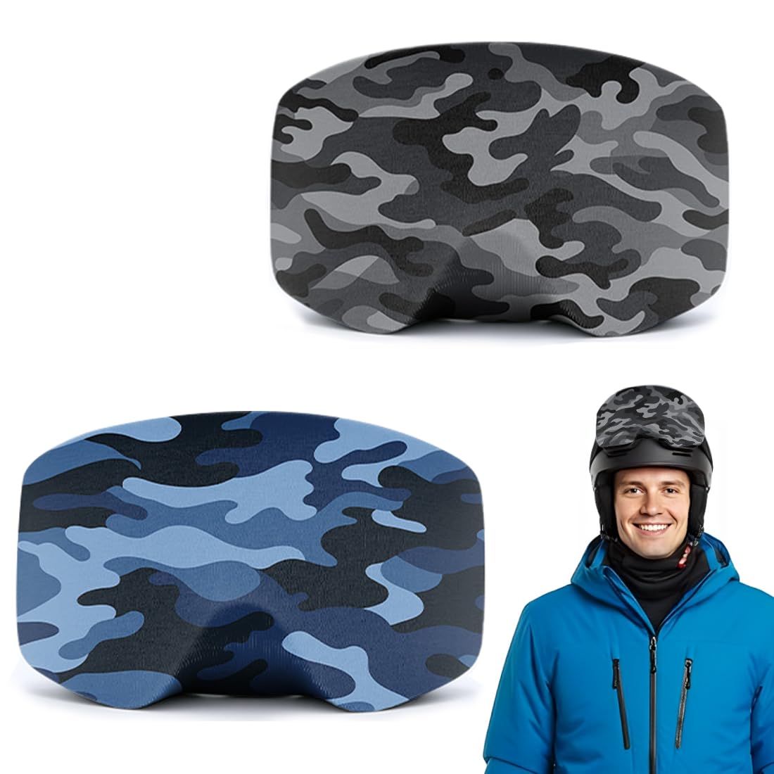 2psc ski mask da sci copri maschera sci Copriocchiali pezzi maschera sci maschera da Sci e Snowboard per Riporre gli Occhiali da Viaggio(A)