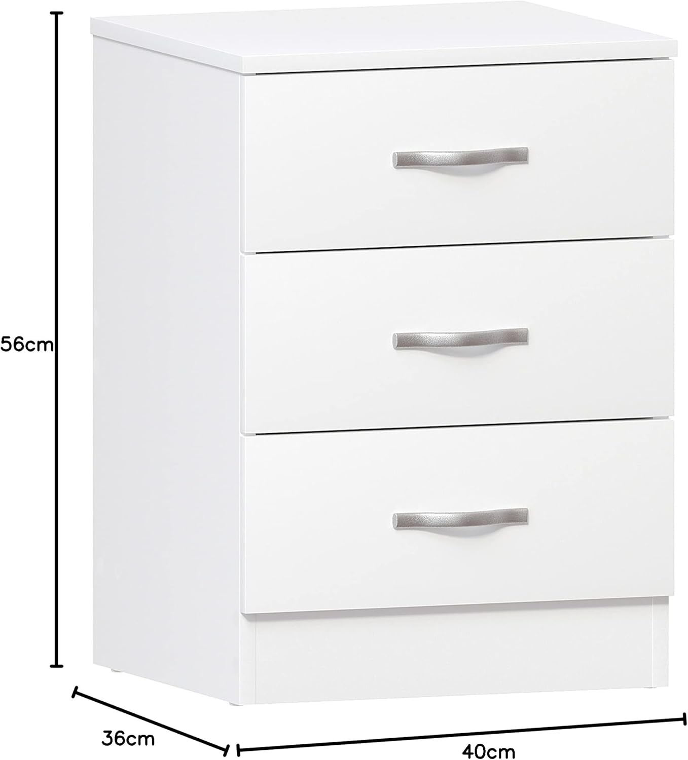 Vida Designs Riano cassettiera a 3, 2, 1 cassetti. moderna, Bianco - immagine 3