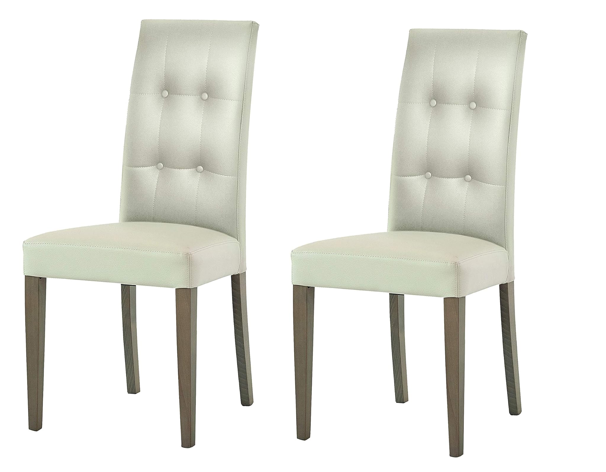 Set 2 Sedie PALMAROLA Ecopelle Beige con Bottoni