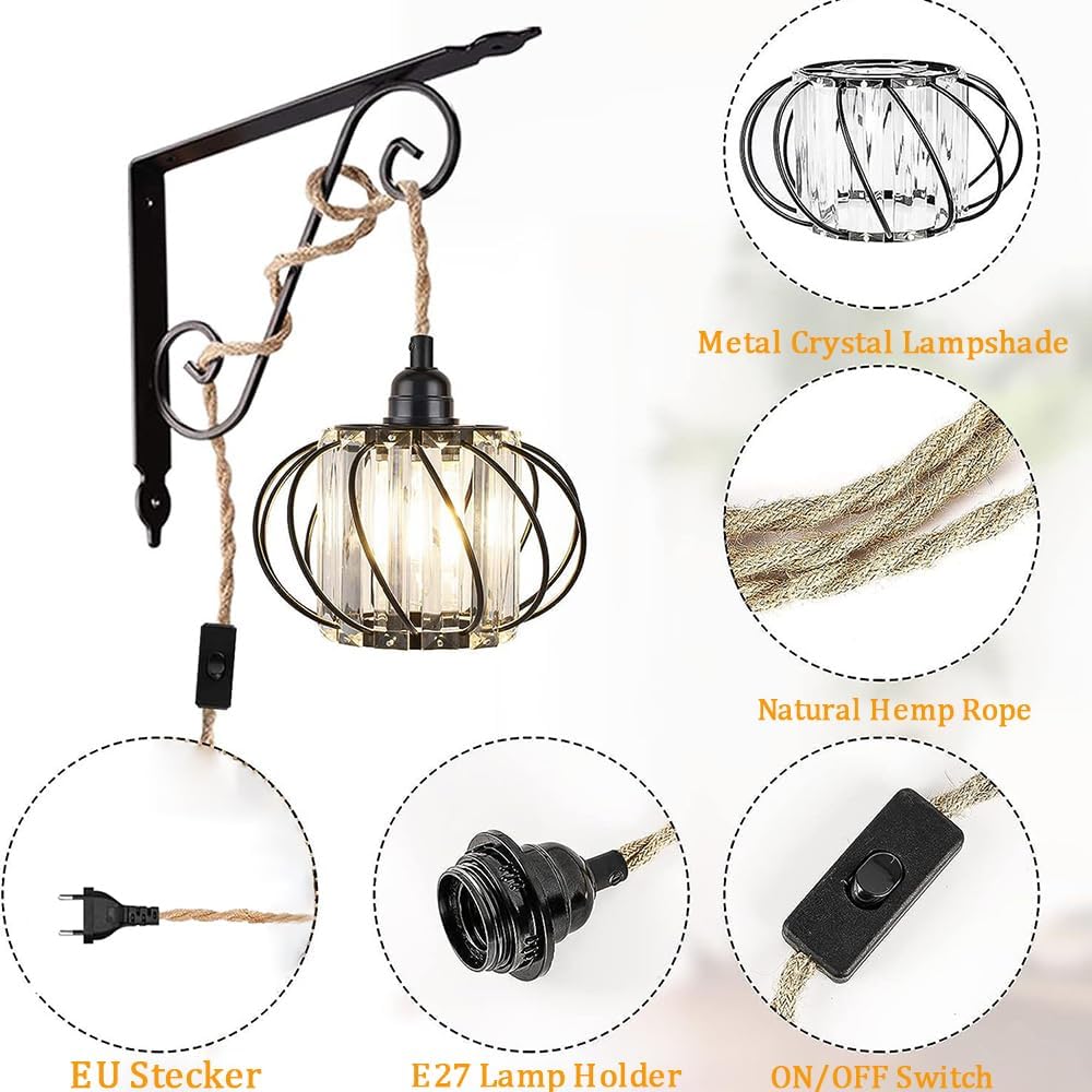 Kit Lampada a Sospensione E27 Retrò con Cavo 5m, Nero - immagine 5