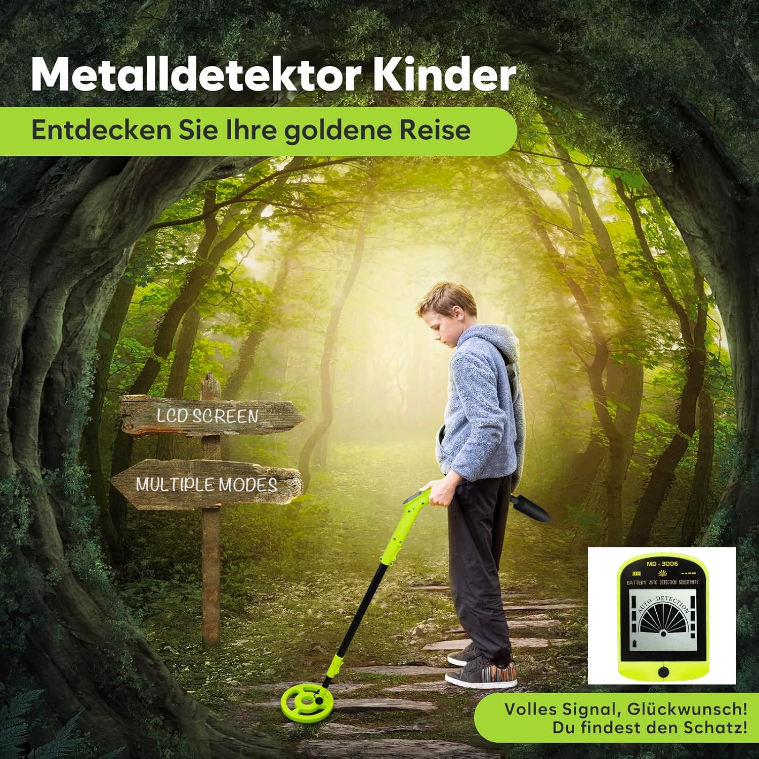 Metal Detector per Bambini con Display LCD, Verde - immagine 2