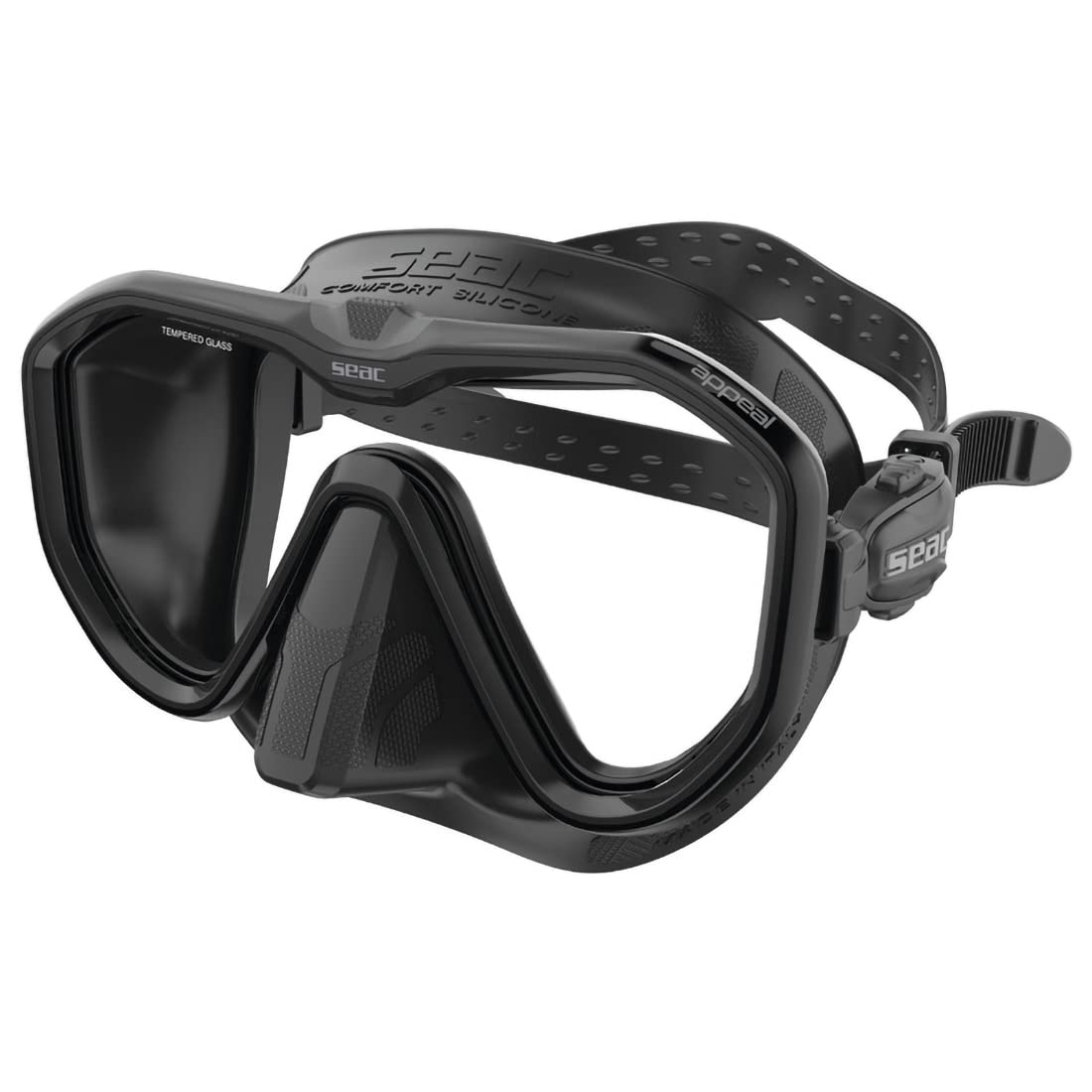 SEAC Appeal - Maschera da Subacquea Made in Italy monolente con Fibbia 3D Direttamente sul facciale Unisex Adulto