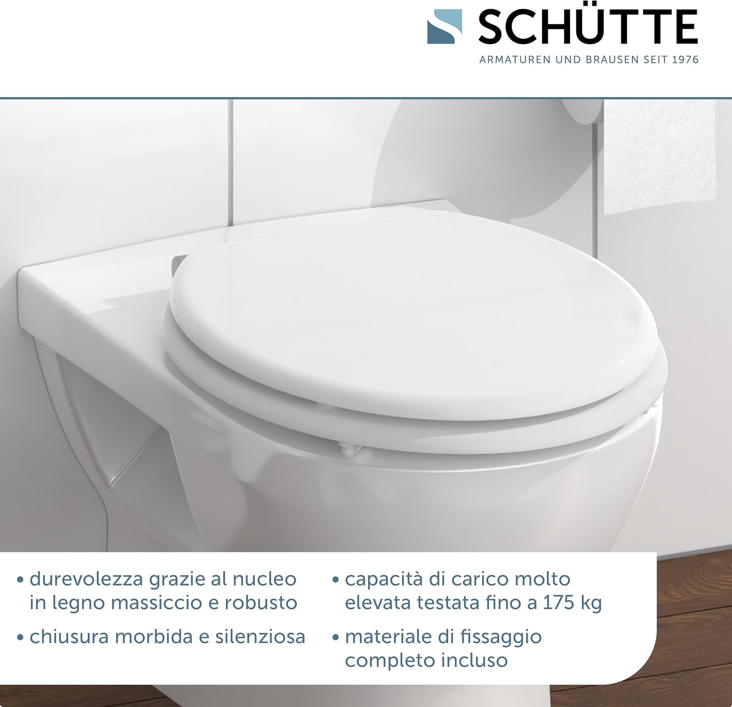 Schütte 84100-A Coperchio WC con Anima in Legno, Bianco - immagine 2