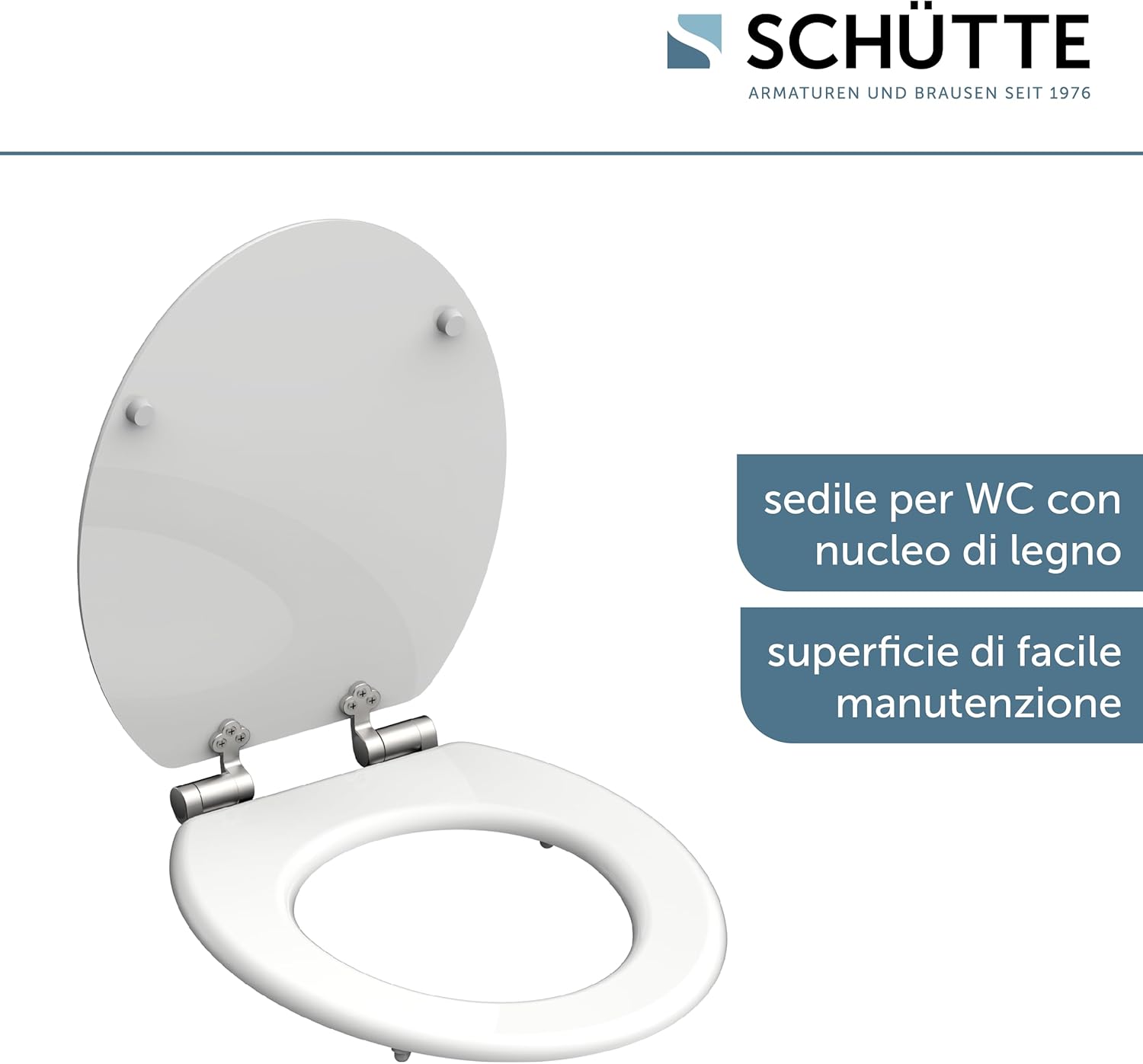 Schütte 84100-A Coperchio WC con Anima in Legno, Bianco - immagine 4