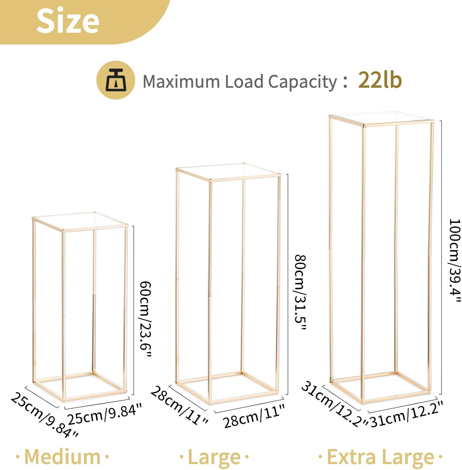 Nuptio Alzatine per Allestimenti Metallo Oro, 3 Pezzi - immagine 6