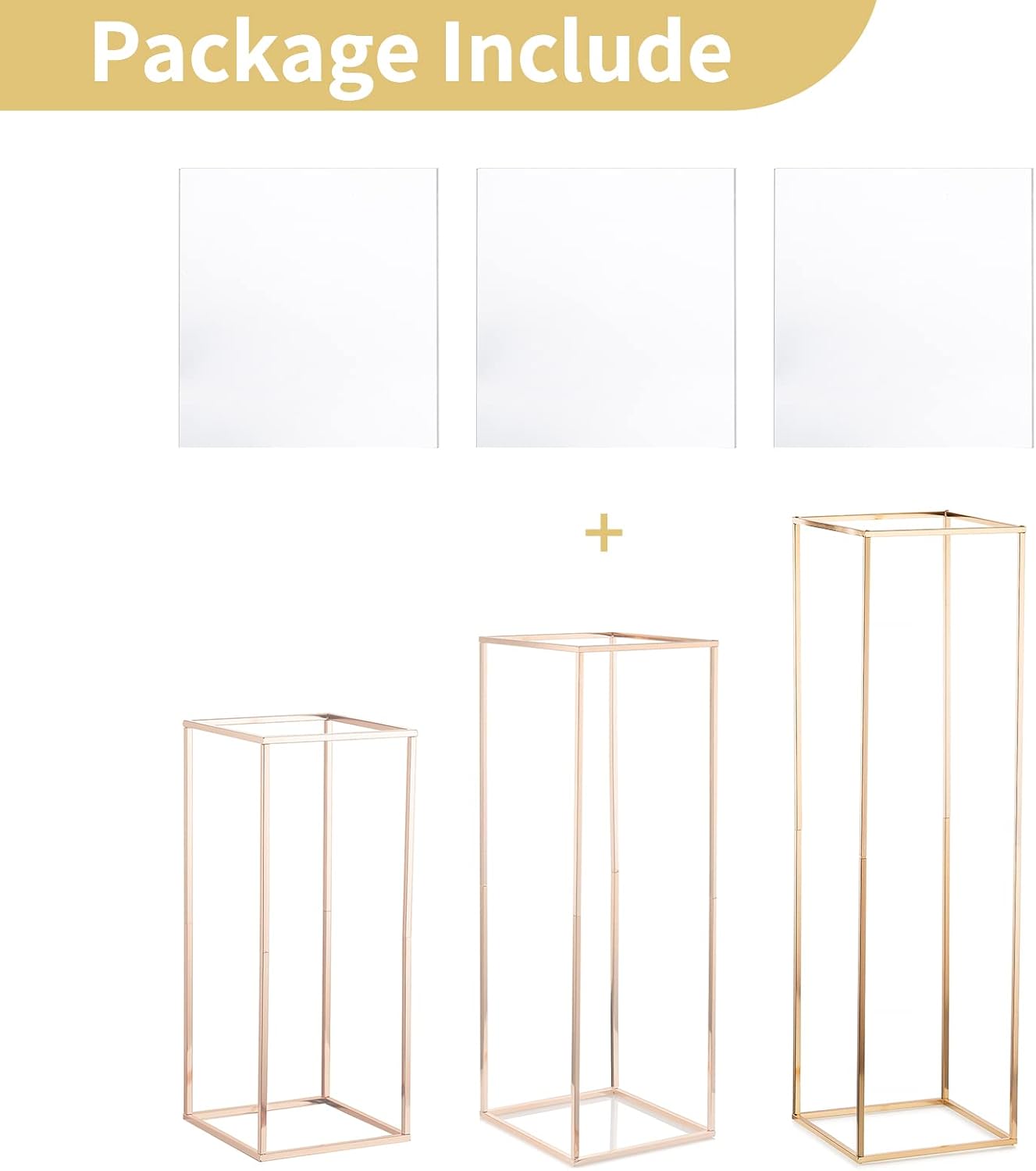 Nuptio Alzatine per Allestimenti Metallo Oro, 3 Pezzi - immagine 7