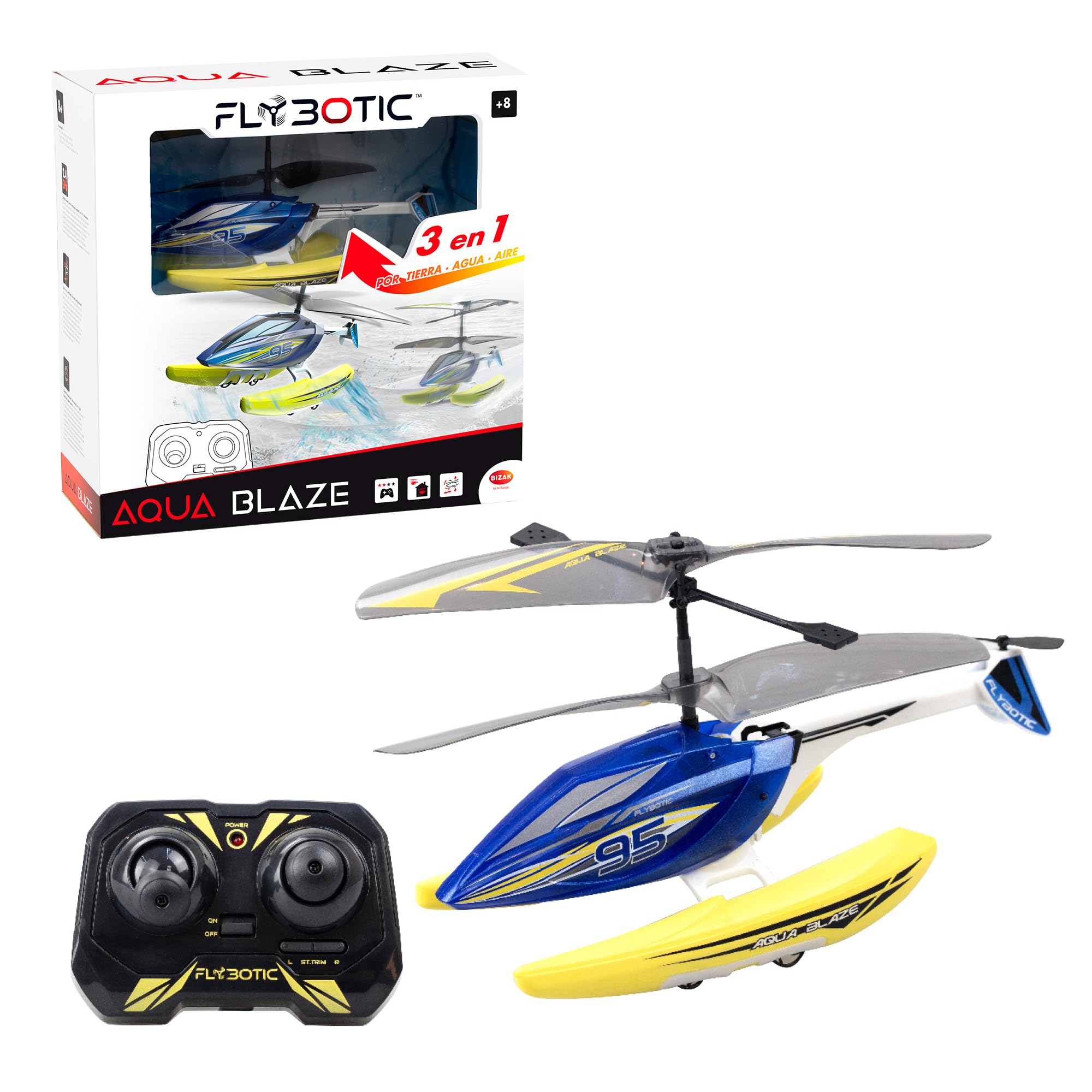 Bizak FLYBOTIC Aqua Blaze - Elicottero Radiocomandato 3 in 1