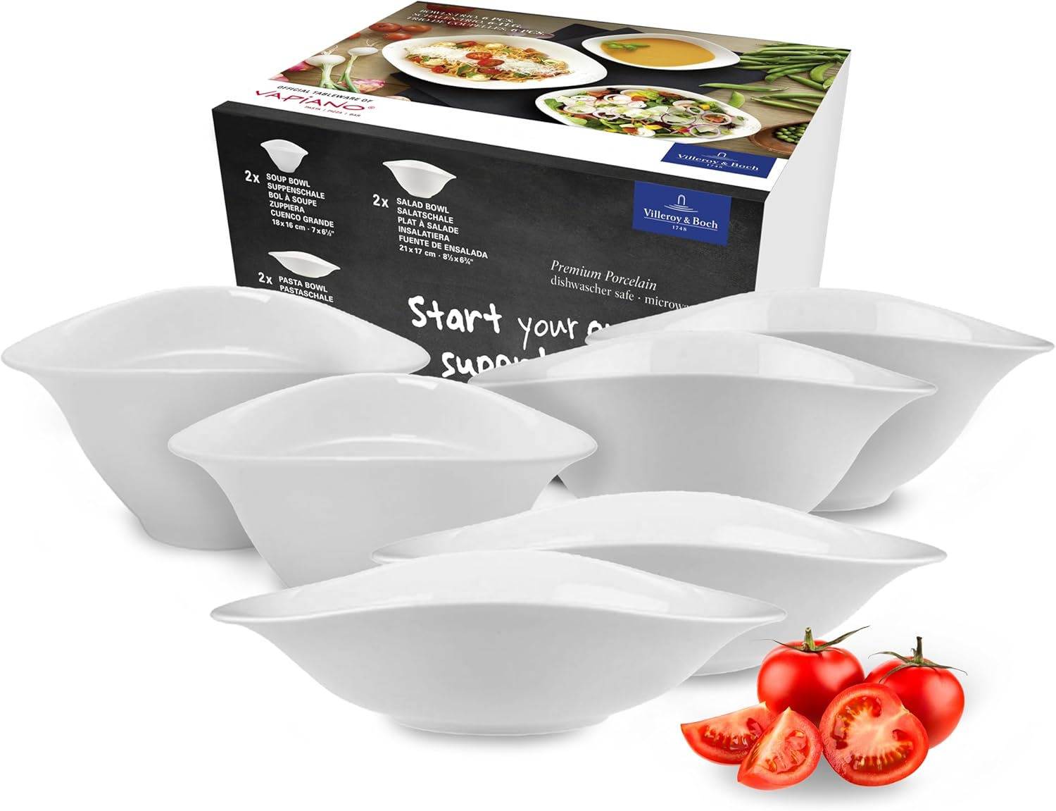 Villeroy & Boch Vapiano Tris di Ciotole 6 pz, Bianco