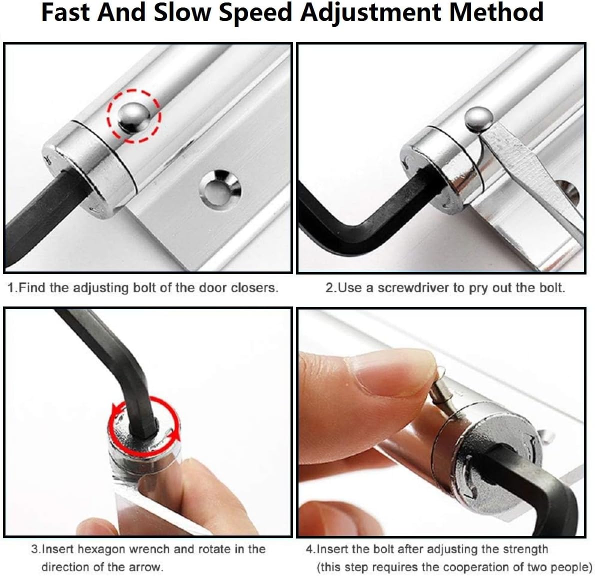 Chiudiporta Automatico Regolabile a Molla, Argentato - immagine 4