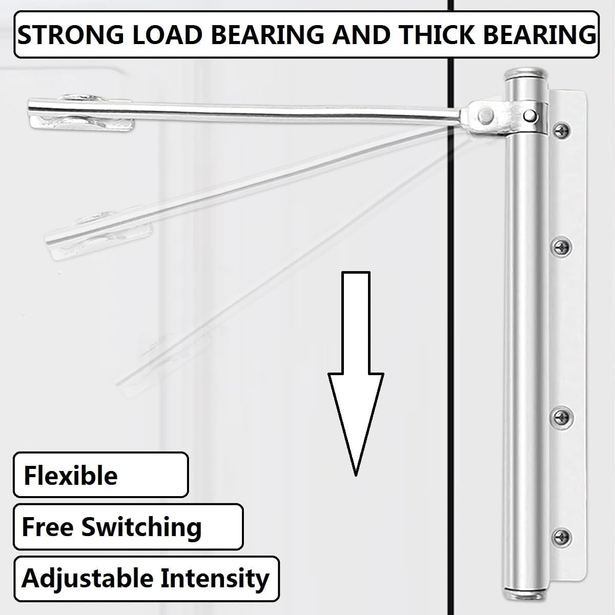 Chiudiporta Automatico Regolabile a Molla, Argentato - immagine 5