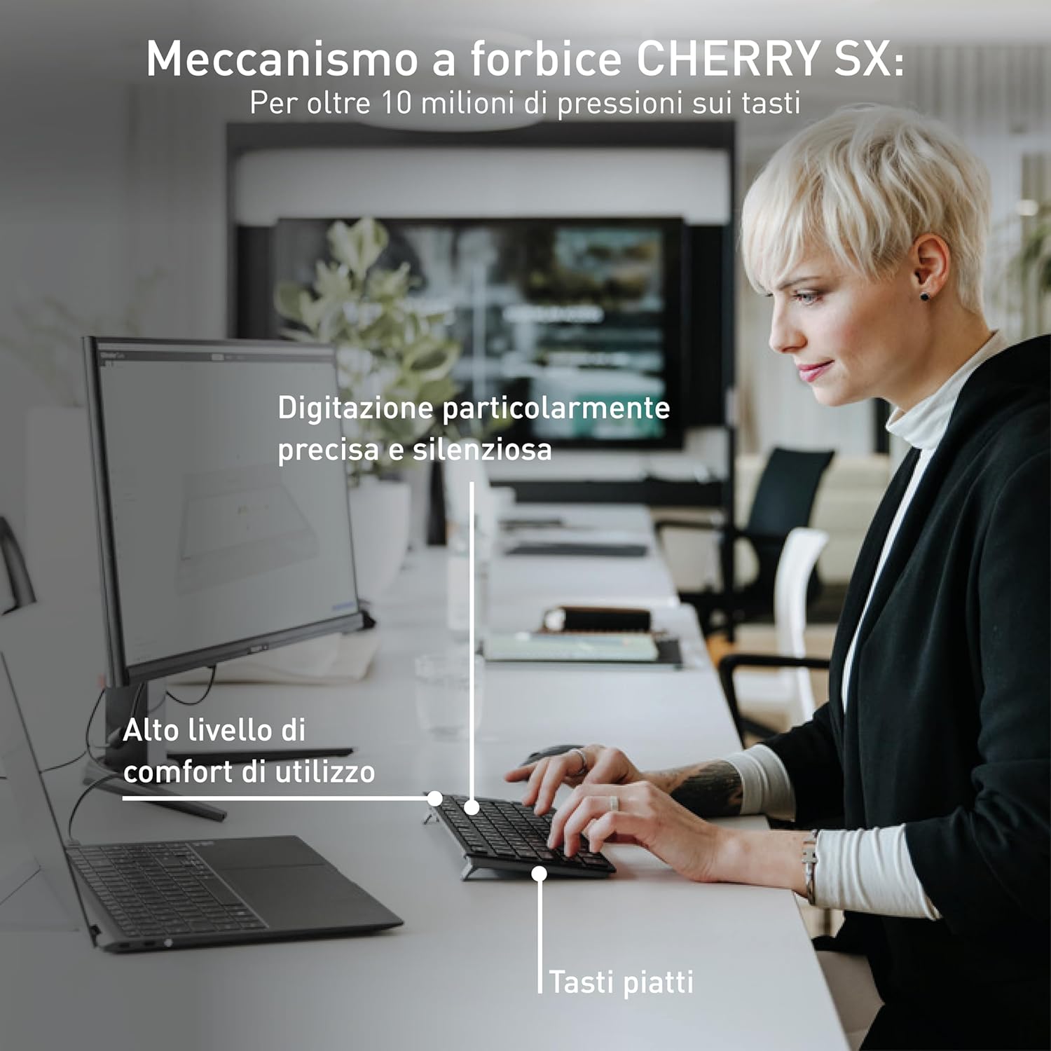 Cherry KW 9200 MINI - Tastiera Multidispositivo Compatta, Nera - immagine 4