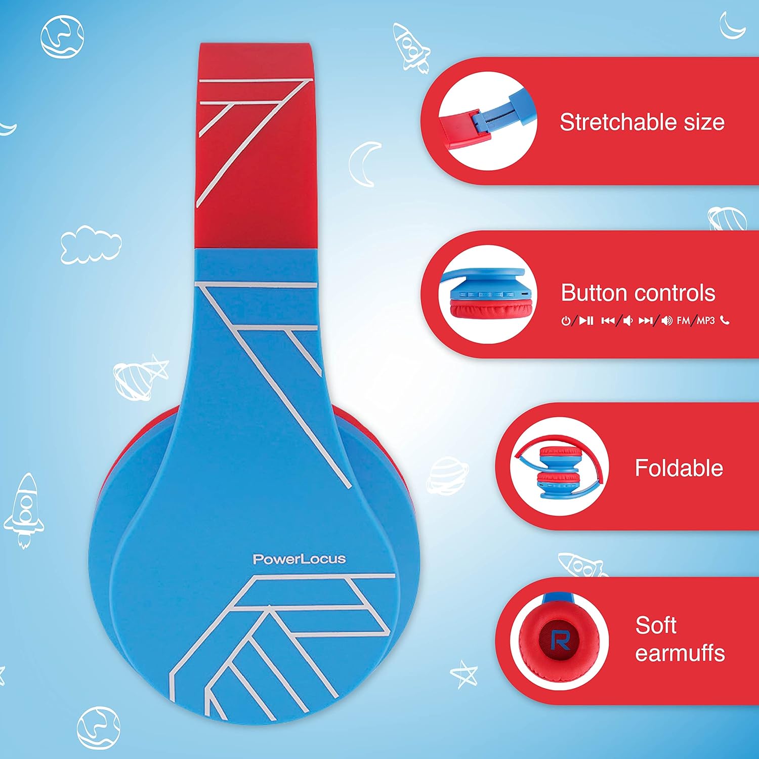 Powerlocus Cuffie Bluetooth per Bambini Over-Ear - immagine 2