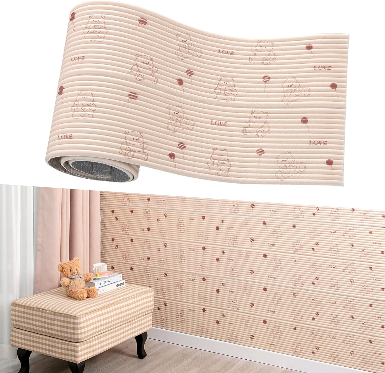 Cuscino Parete Autoadesivo 200cm, Orso - immagine 2