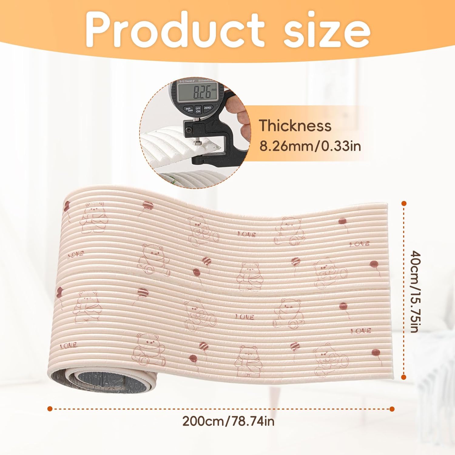 Cuscino Parete Autoadesivo 200cm, Orso - immagine 3