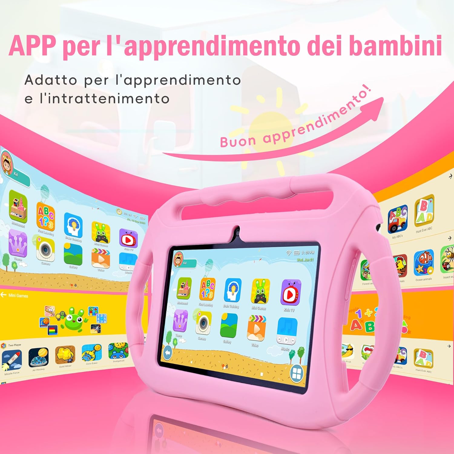 Veidoo Tablet per Bambini 7 pollici Android, Rosa - immagine 3