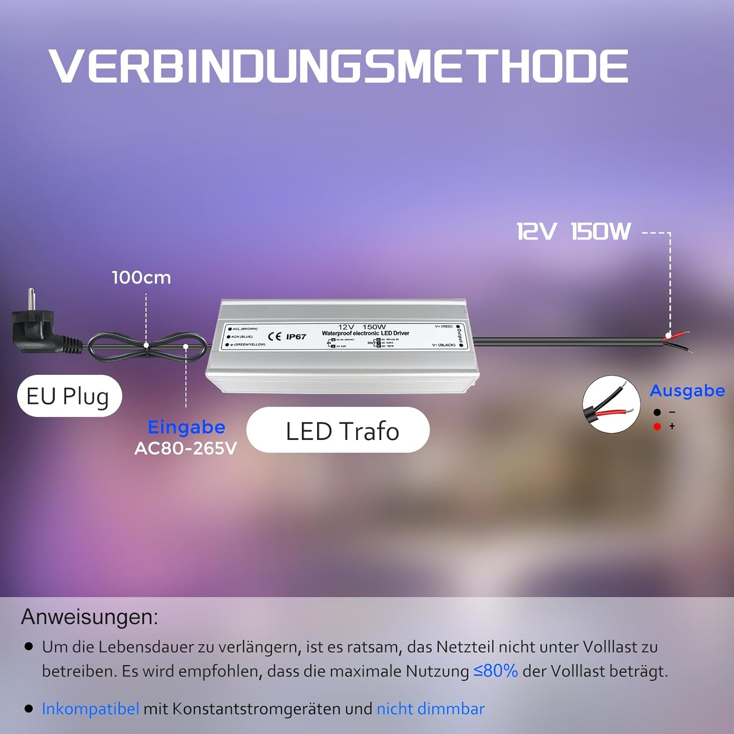 Trasformatore LED 12V 150W IP67 per Esterni - immagine 2