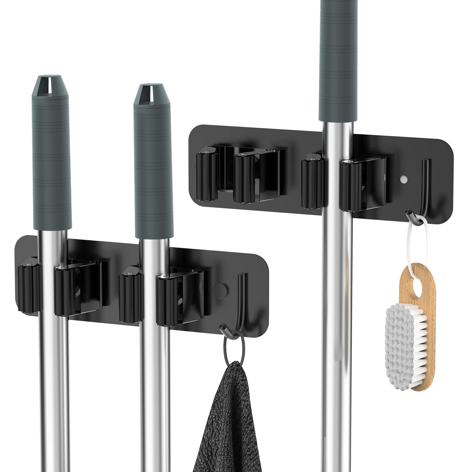 Porta Scope Parete 2 Pezzi in Acciaio Inox, Nero