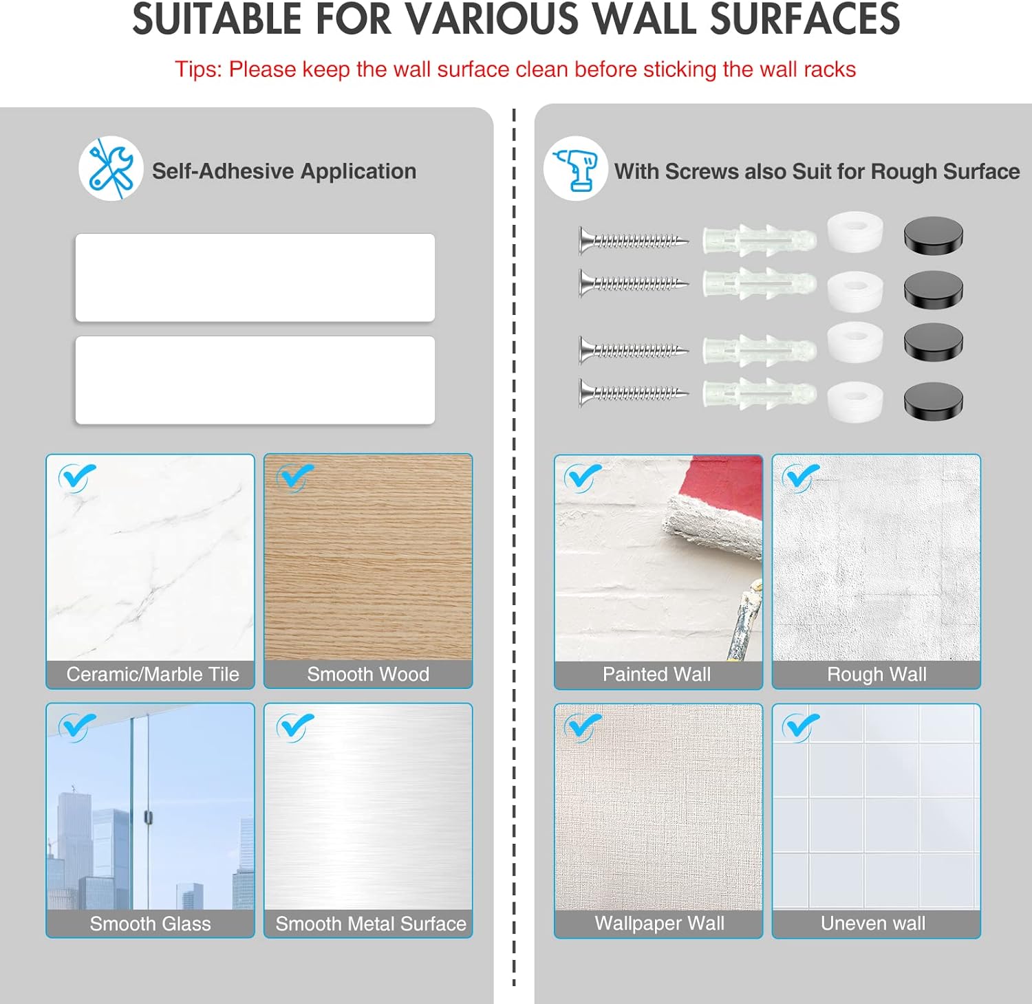 Porta Scope Parete 2 Pezzi in Acciaio Inox, Nero - immagine 8