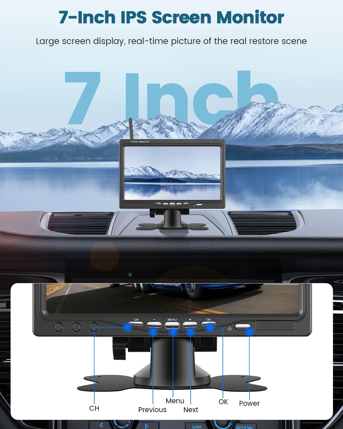 Ohradio Kit Telecamera Retromarcia Wireless 7" IPS - immagine 5