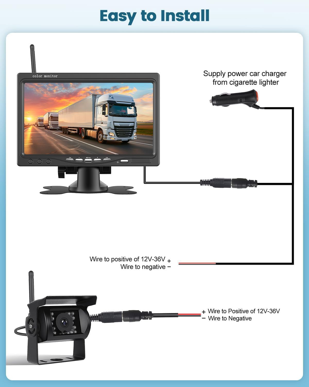 Ohradio Kit Telecamera Retromarcia Wireless 7" IPS - immagine 6