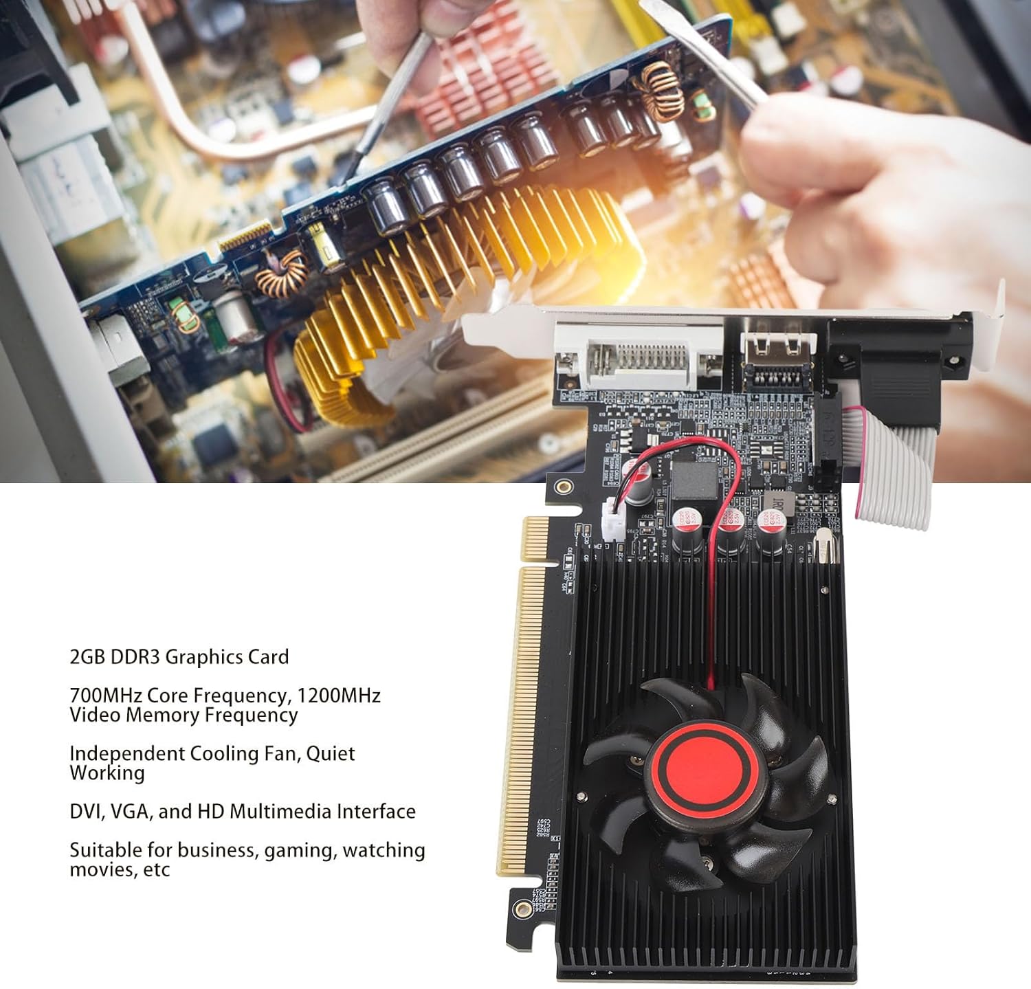 Scheda Grafica GT 610 2GB DDR3 con Ventole Silenziose - immagine 2