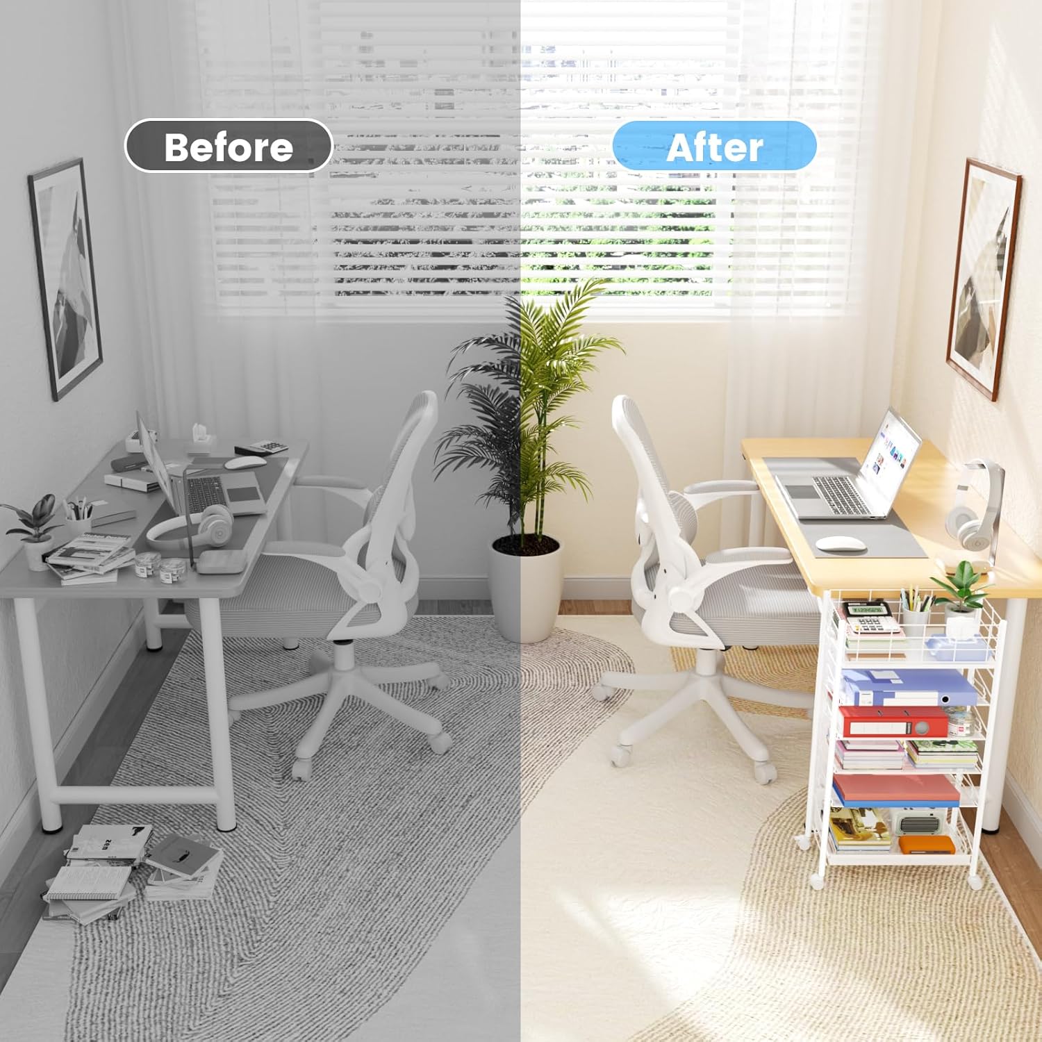 Carrello Portadocumenti Ufficio 6 Ripiani con Ruote, Bianco - immagine 5