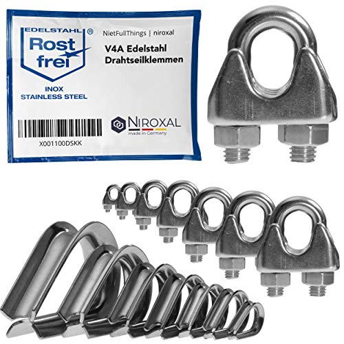 50 Morsetti per Fune Metallica 10mm in Acciaio Inox A4