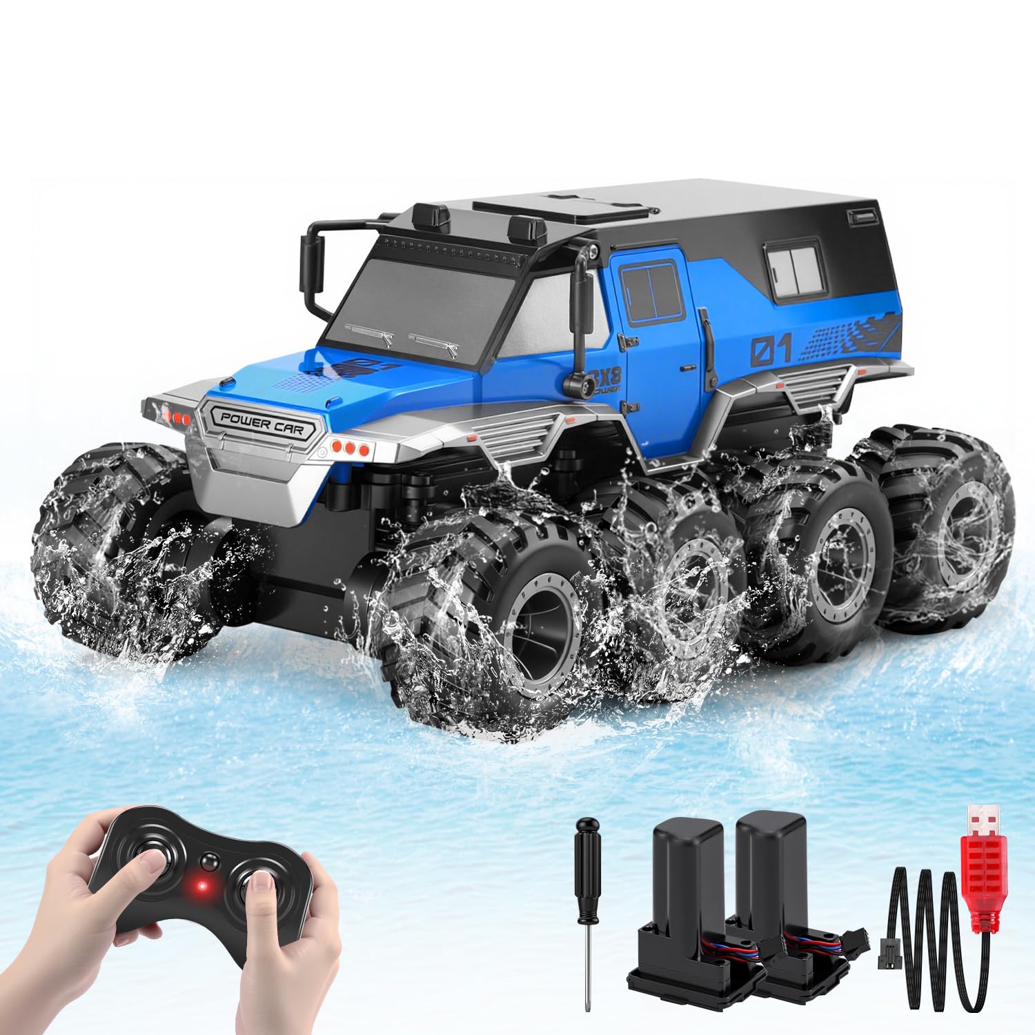 PAISHENKEJI Macchina Telecomandata 8WD Anfibio Off-Road